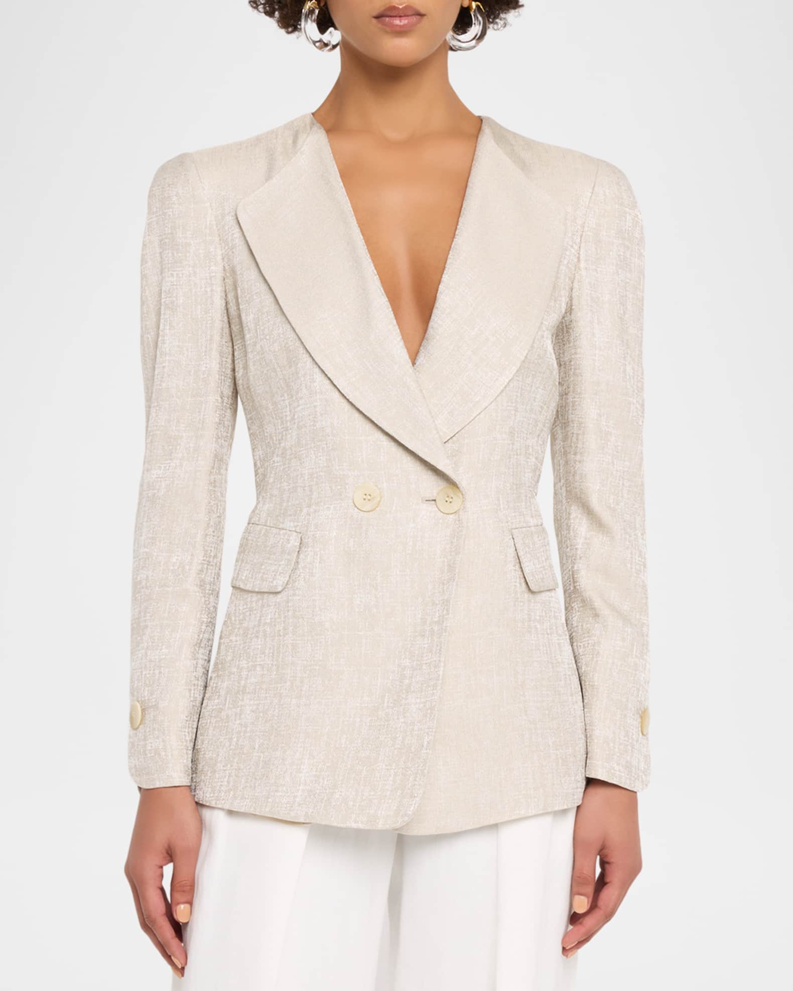 Emporio Armani Icon Double-Breasted Armure Jacquard Jacket