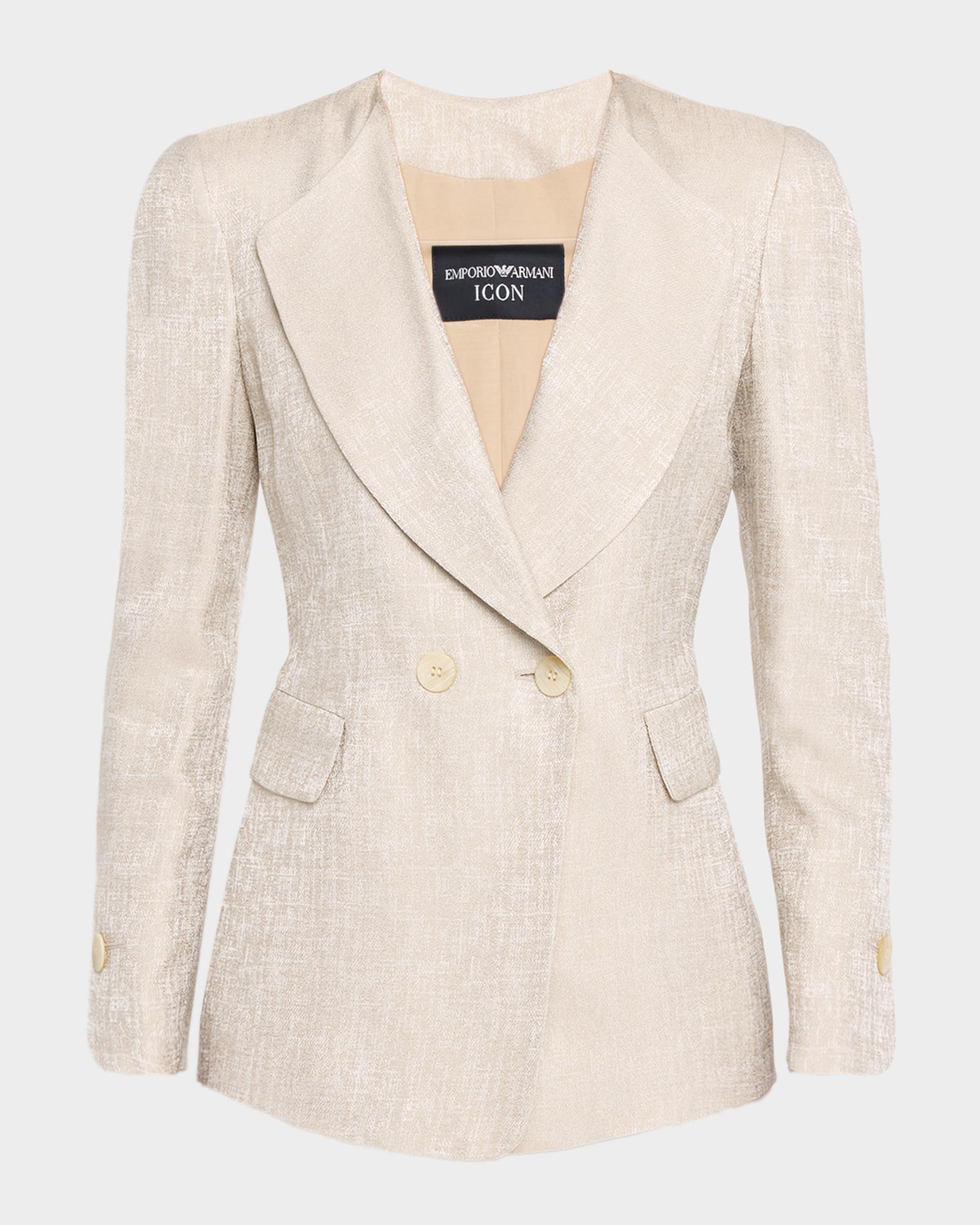 Emporio Armani Icon Double-Breasted Armure Jacquard Jacket