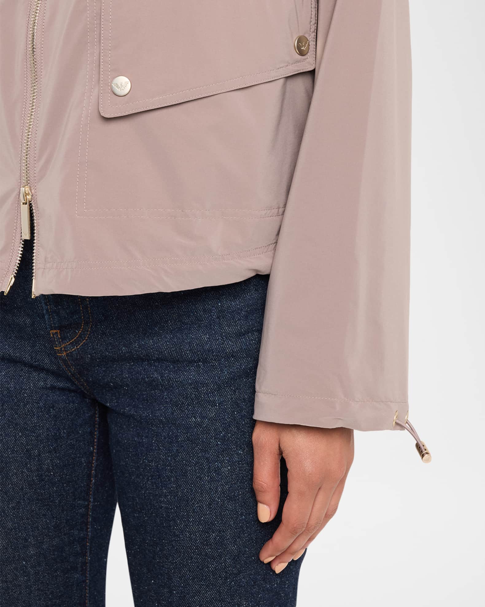 Emporio Armani Hooded Full-Zip Blouson Nylon Jacket | Neiman Marcus