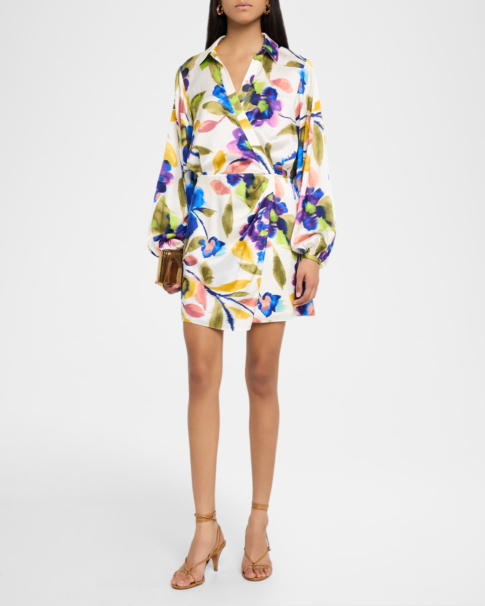 Carolyn Silk Mini Dress Ivory Floral - Ramy Brook S / Ivory Floral
