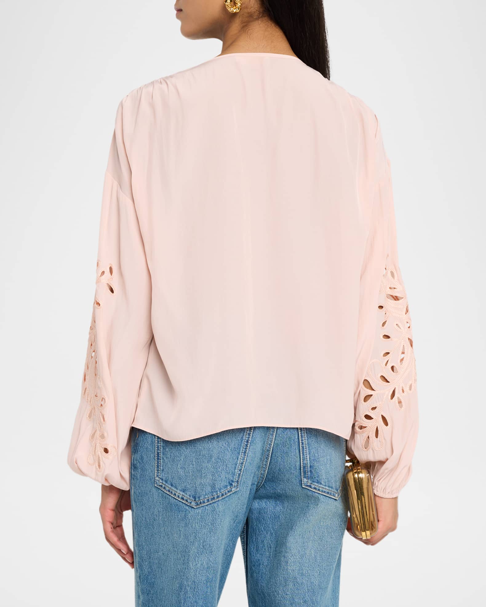 Ramy Brook Zenaida Eyelet Tie Blouse | Neiman Marcus