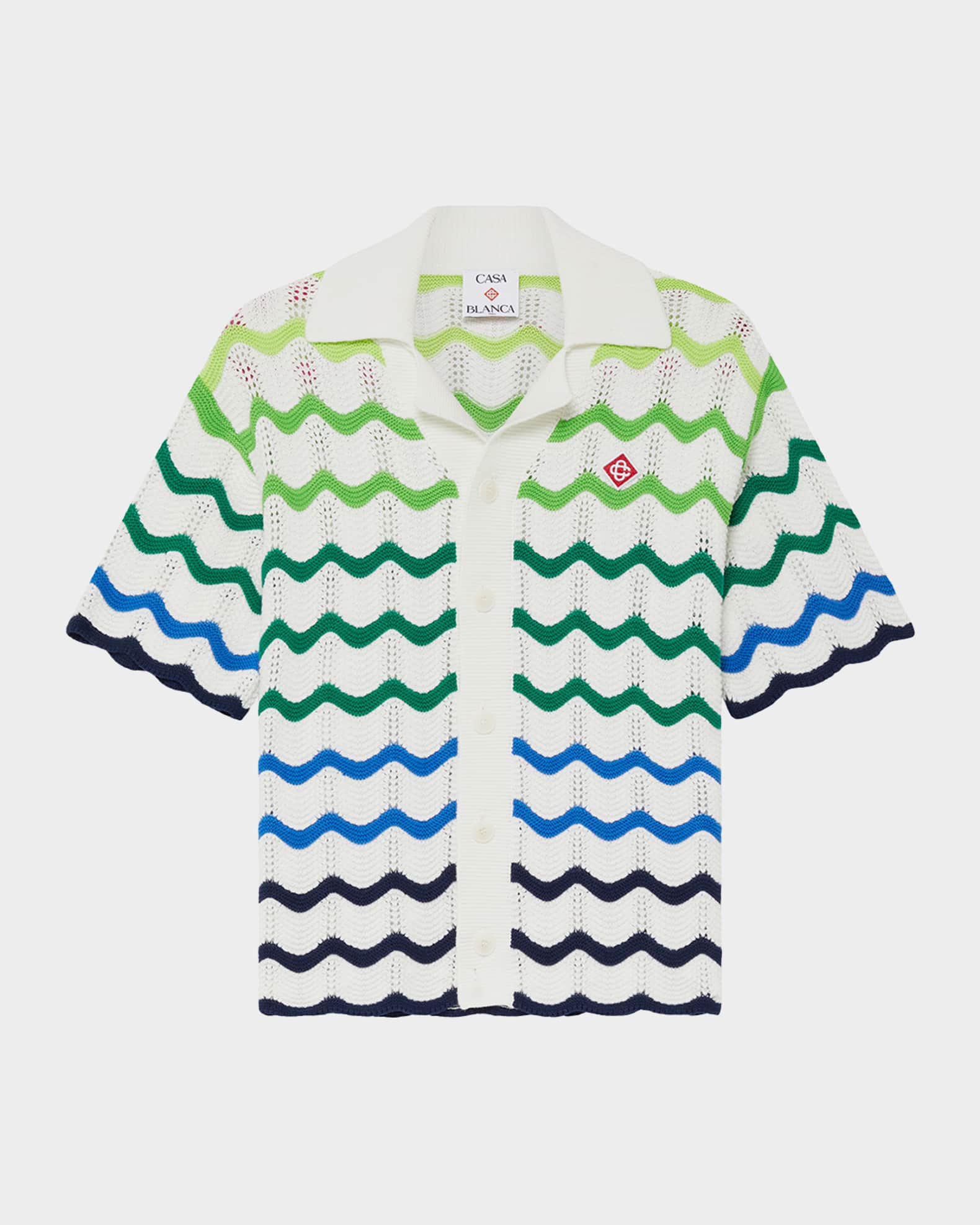 CASABLANCA Boy's Gradient Wave Short-Sleeve Crochet Shirt, Size 3