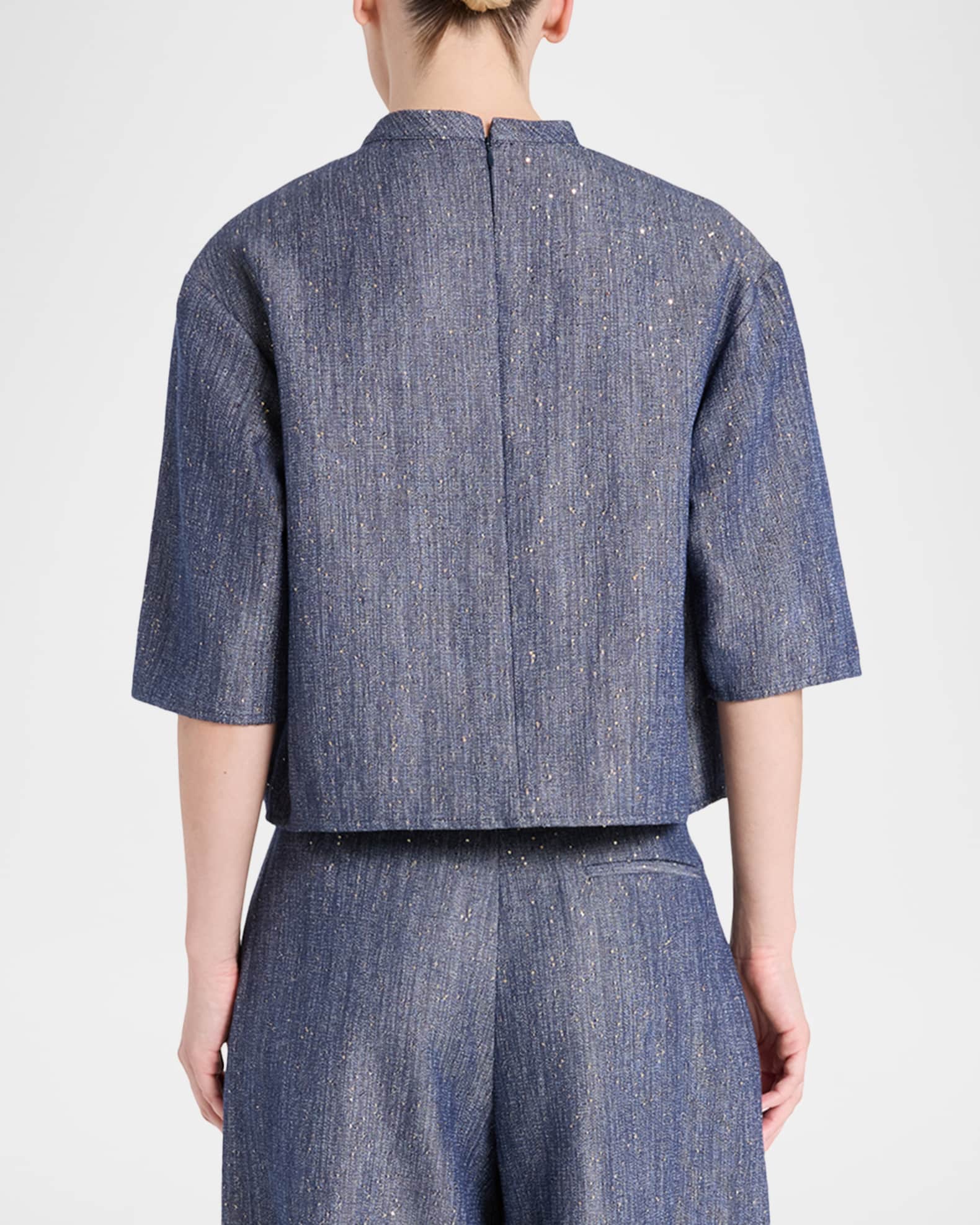 TWP Ex T Sequined Denim Top | Neiman Marcus