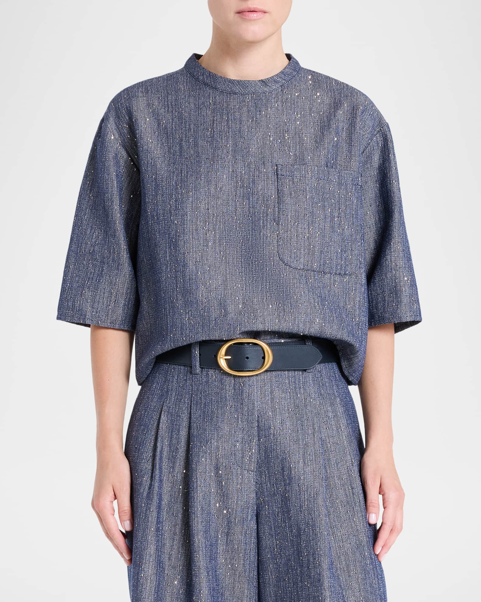 TWP Ex T Sequined Denim Top | Neiman Marcus