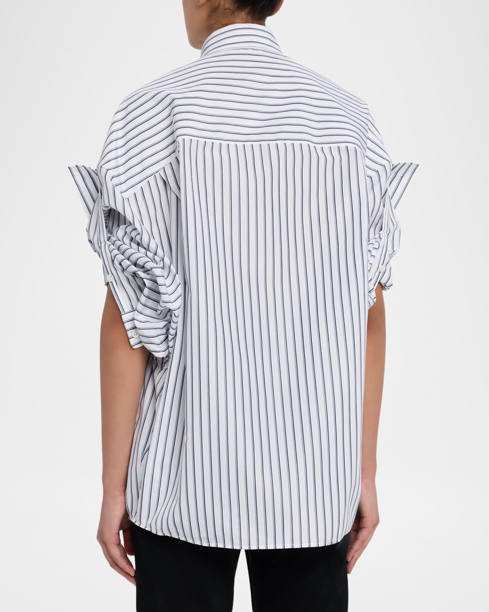 K*a様 BALENCIAGA ストライプシャツ Balenciaga Tucked-Sleeve Striped Poplin Shirt | Neiman Marcus