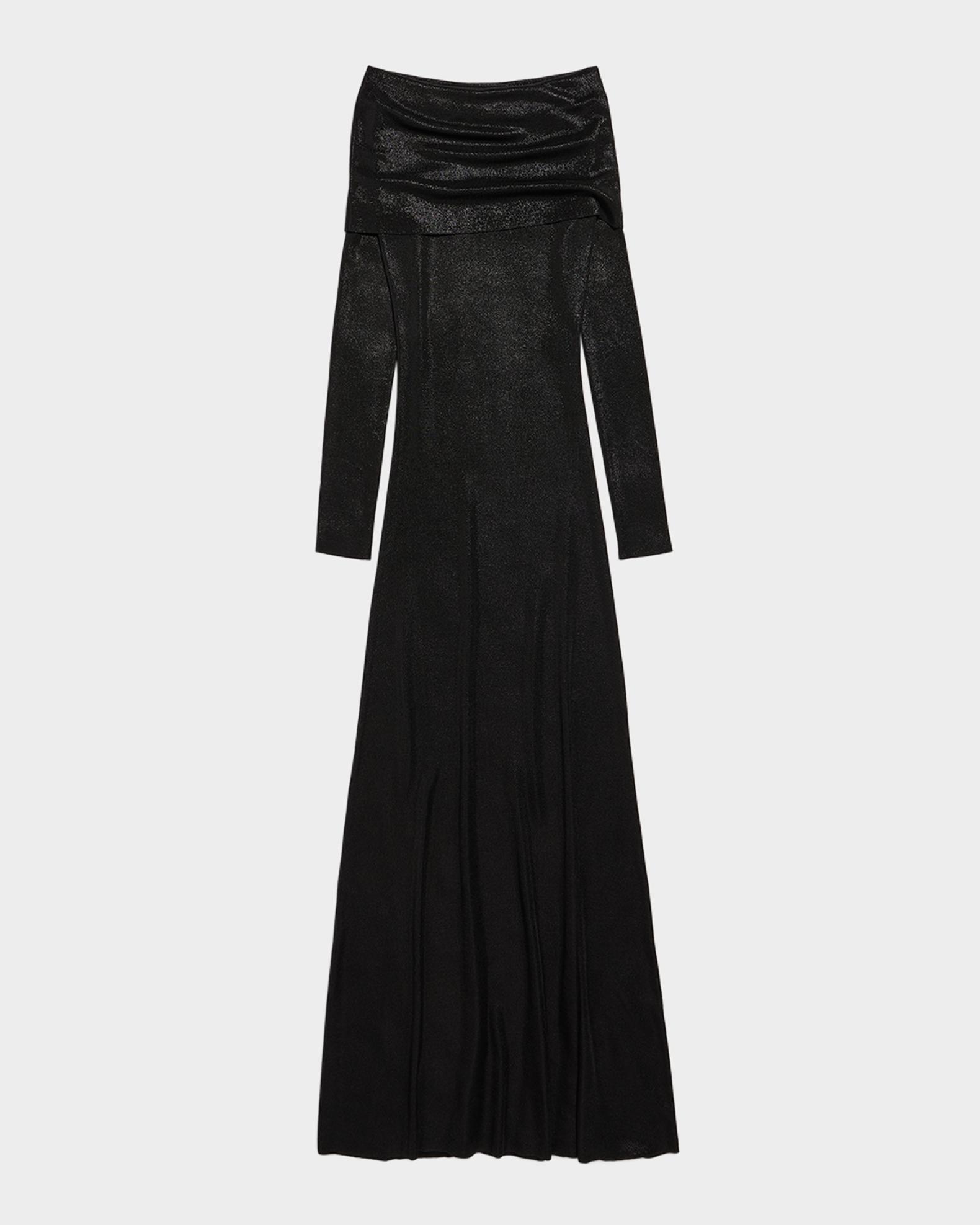 Balenciaga Metallic Rib Off-The-Shoulder Maxi Dress | Neiman Marcus