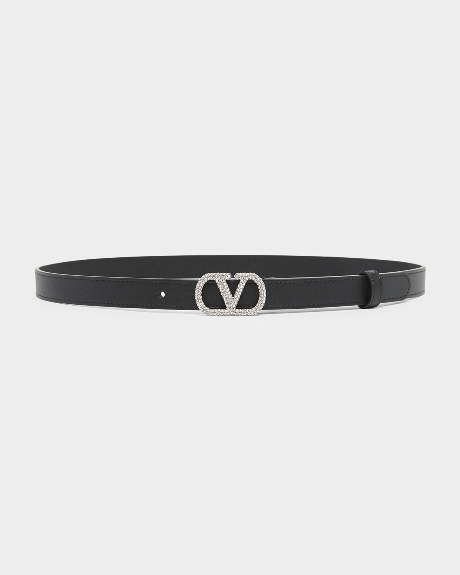 Valentino Garavani Crystal VLogo Leather Belt, 20mm | Neiman 