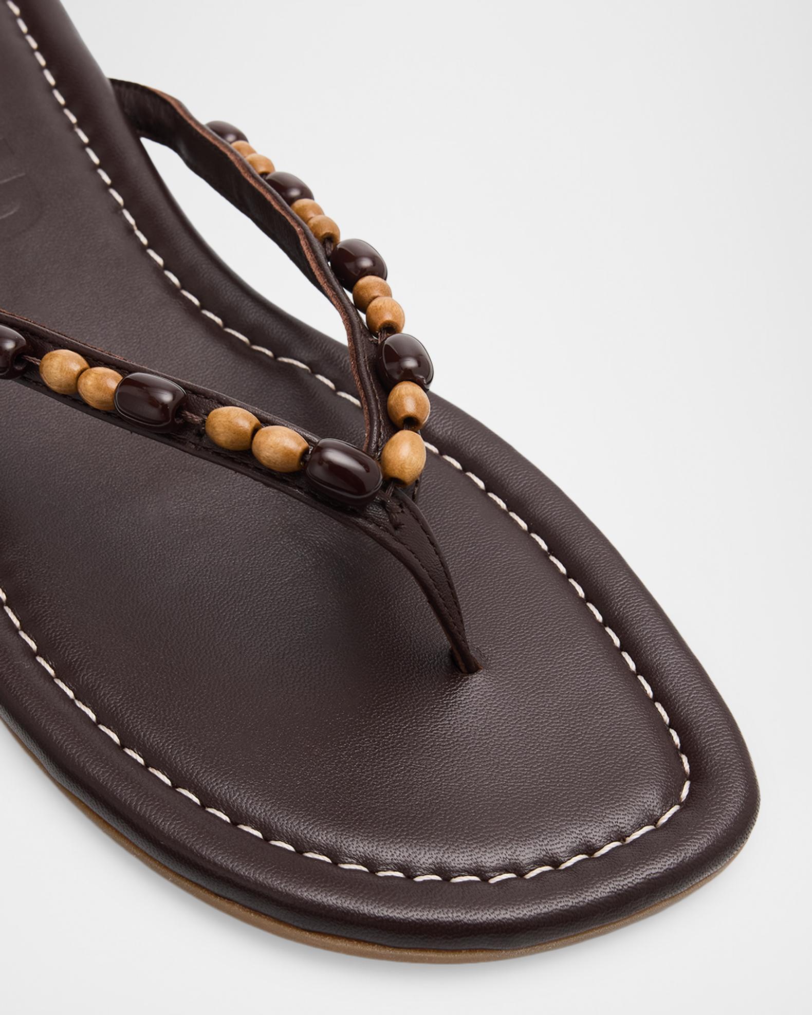 STAUD Freja Beaded Leather Thong Sandals | Neiman Marcus