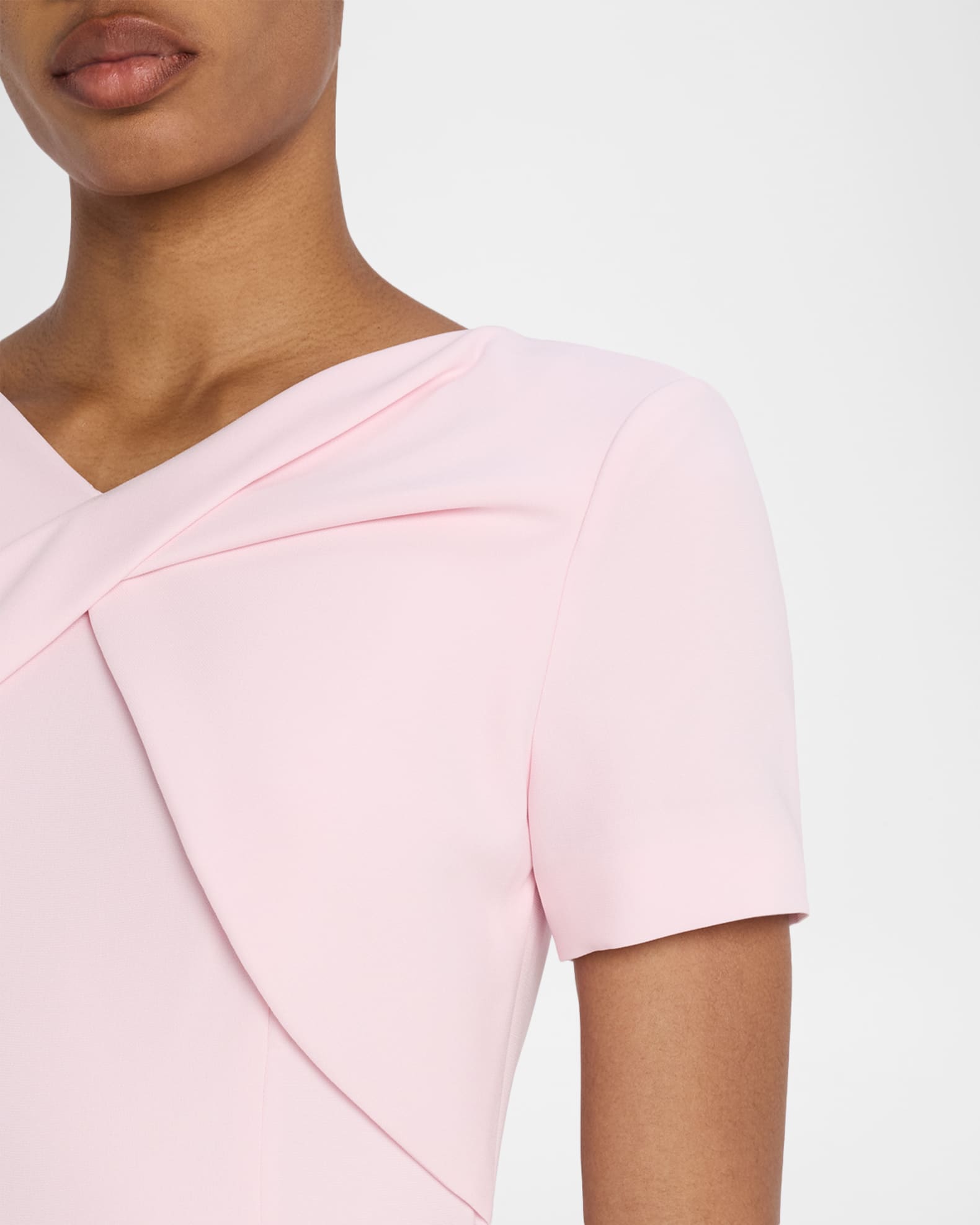Roland Mouret Twist Draped Short-Sleeve Midi Dress | Neiman Marcus
