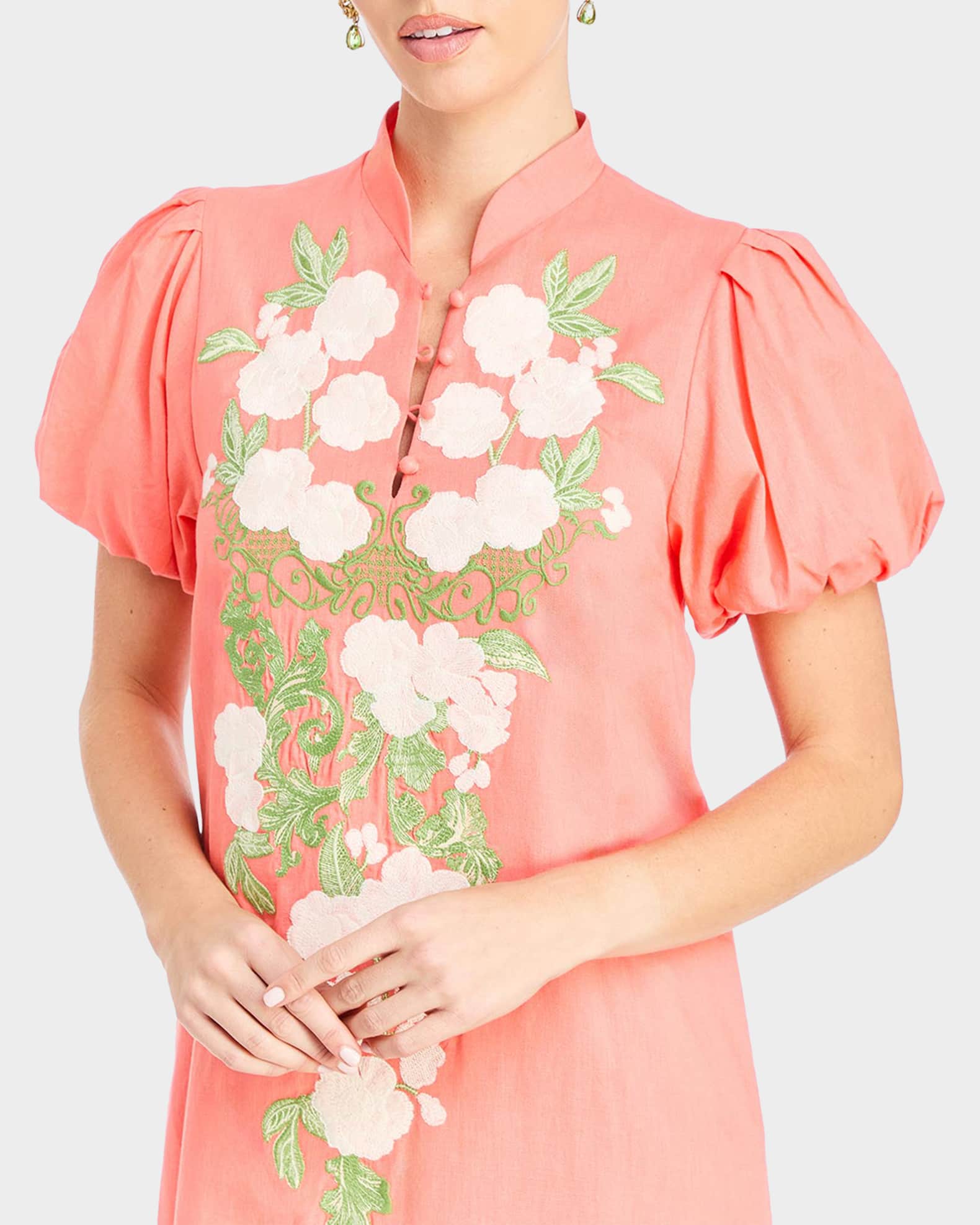 maxi and midi dresses with sleeves Embroidered Chiffon Ruffle Sleeve Maxi Dress