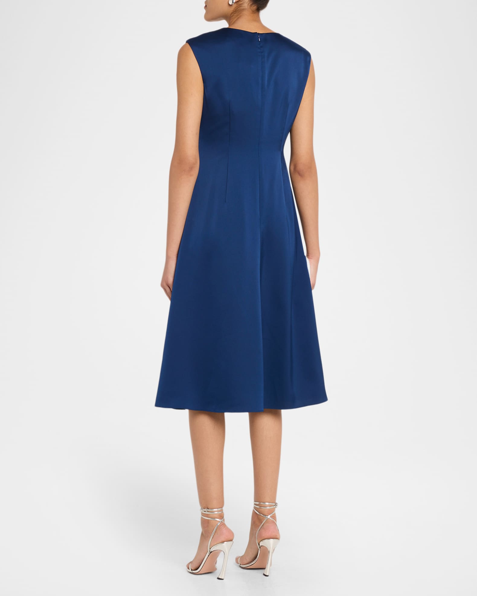 Aidan Mattox Cowl-Neck Crepe Back Satin Midi Dress | Neiman Marcus