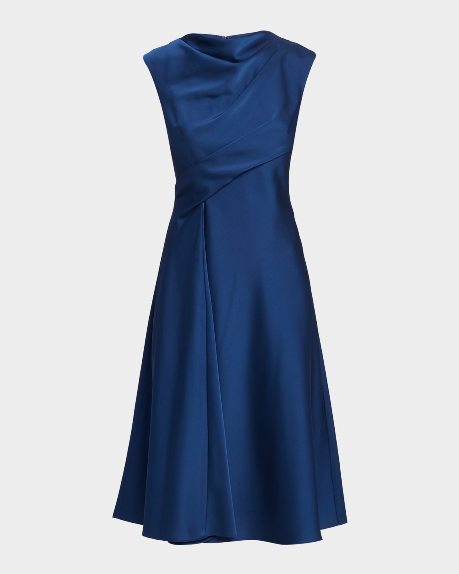 Aidan Mattox Women's Crepe Back Satin Midi Dress - Blue - Size 4 - Navy