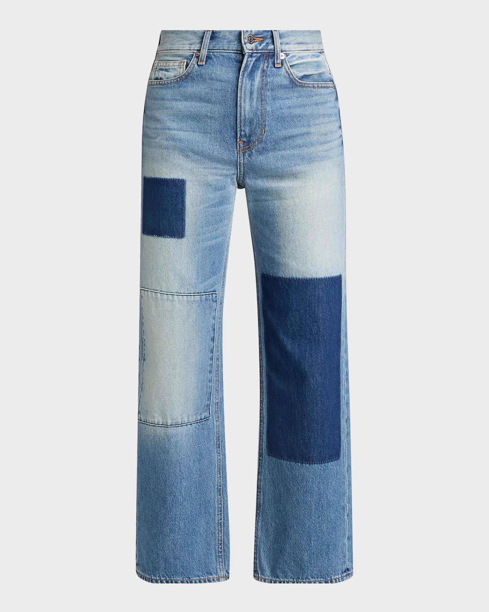 Veronica Beard Dylan Patchwork High-Rise Ankle Jeans | Neiman Marcus
