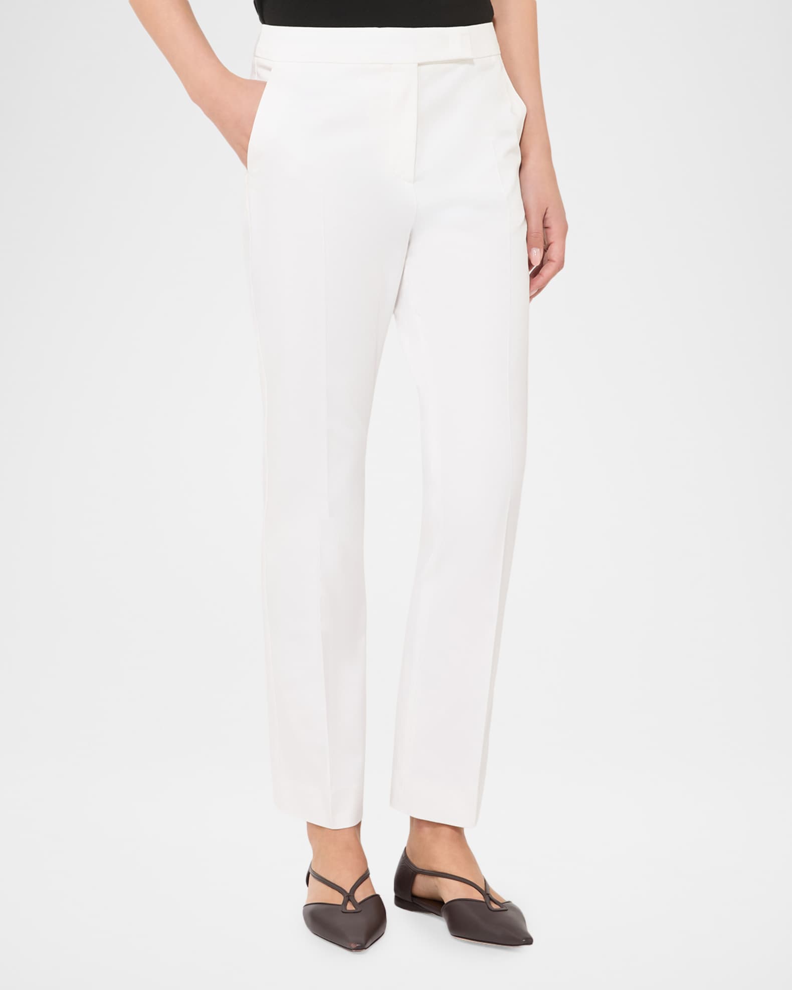 max mara cigarette pants Silk Slim-Leg Ankle Cigarette Pants