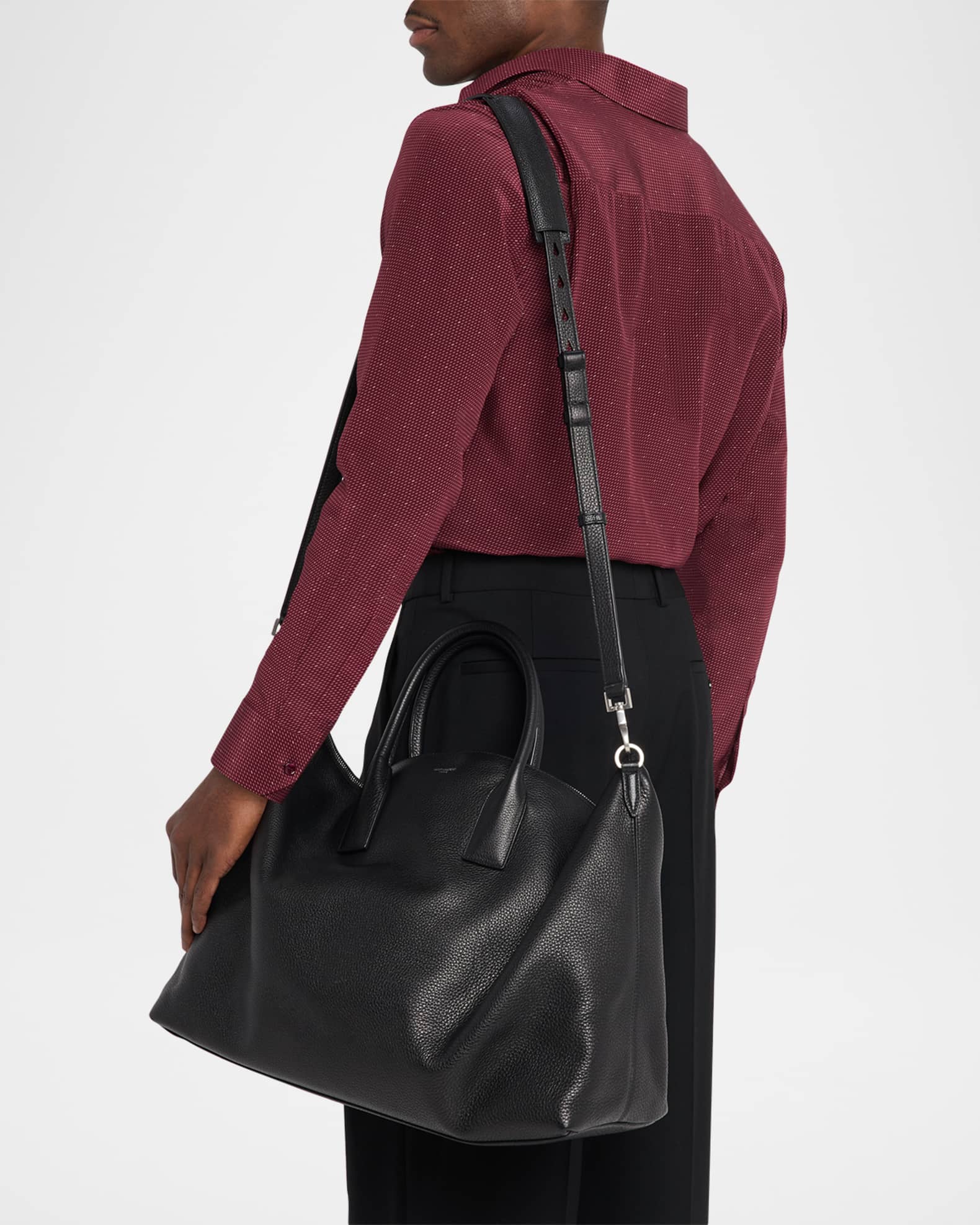 サンローランBAG Saint Laurent Men's Grained Leather Bowling Tote Bag | Neiman Marcus