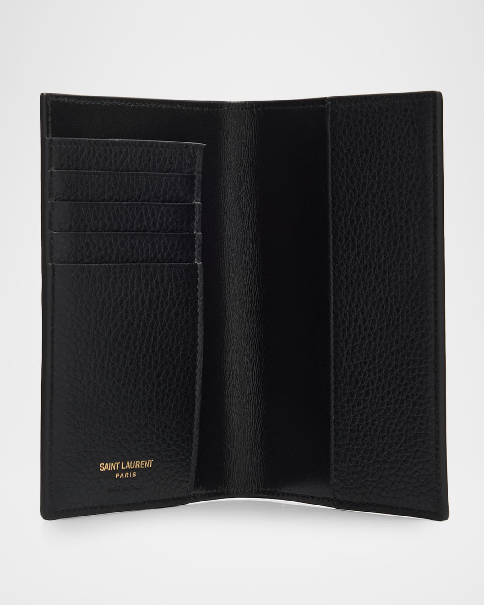 Saint Laurent Men's Tiny Cassandre YSL Passport Case in Grained