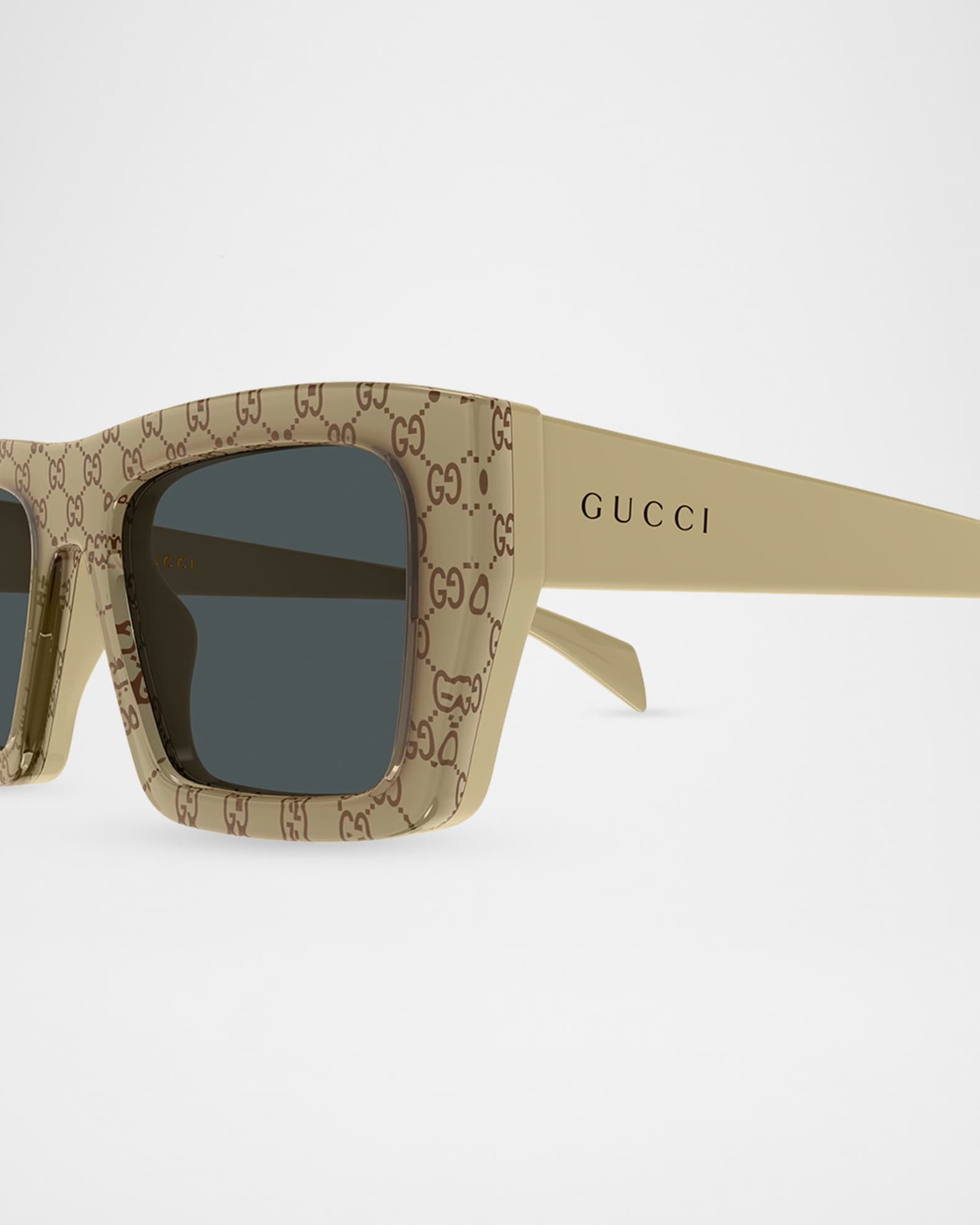 Gucci Men's GG2020S-004 Logo Acetate Rectangle Sunglasses | Neiman