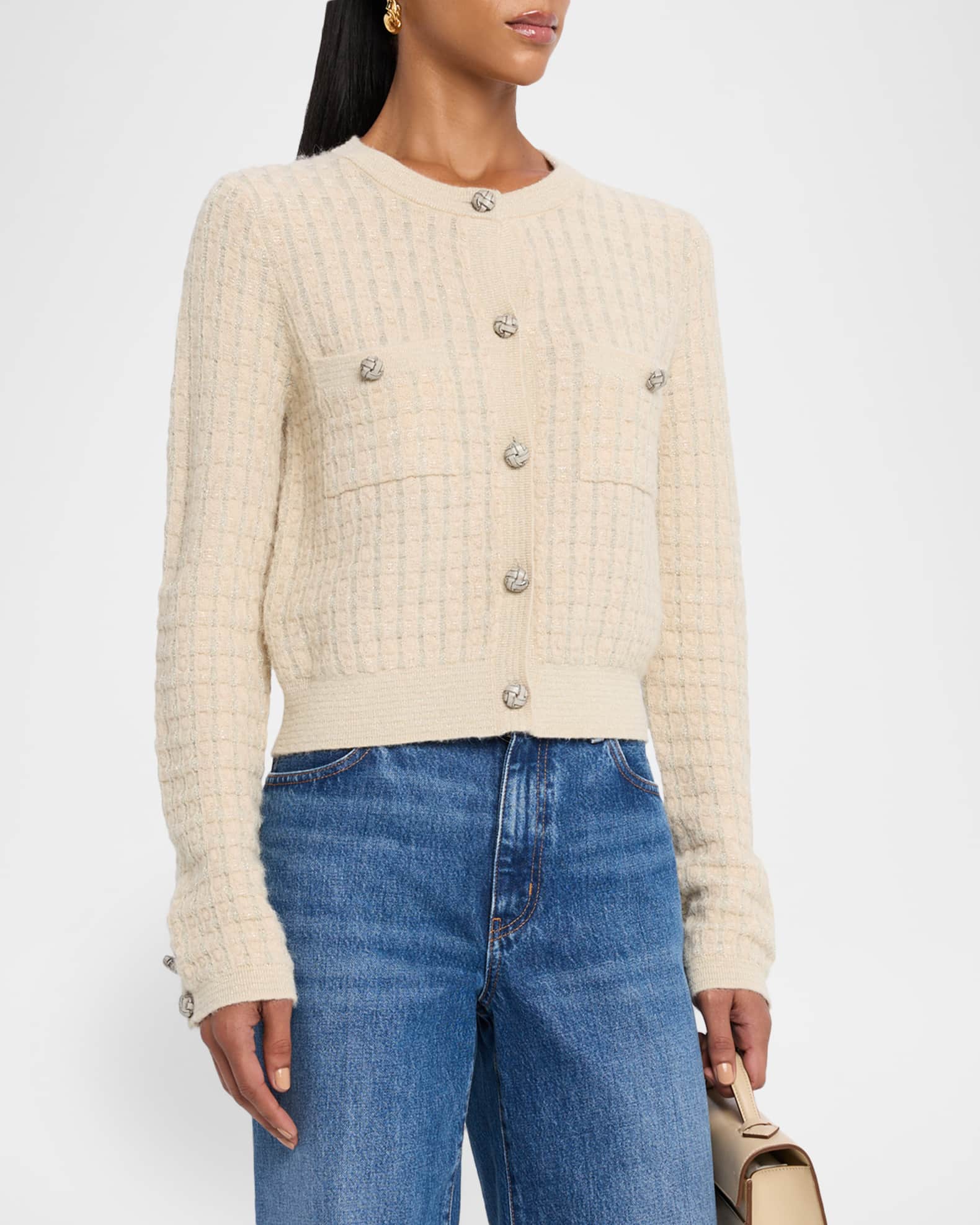 FRAME The Lurex Check Cardigan | Neiman Marcus