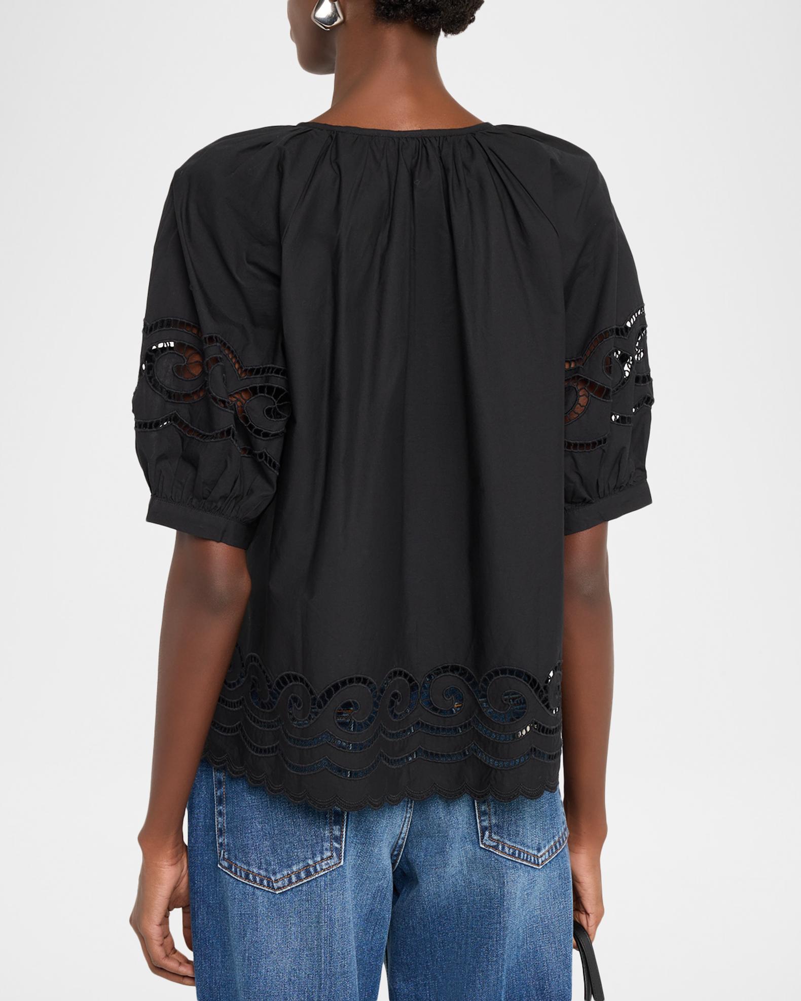 ANDMARY Bella embroidery set tops Black Chic Black Top 
