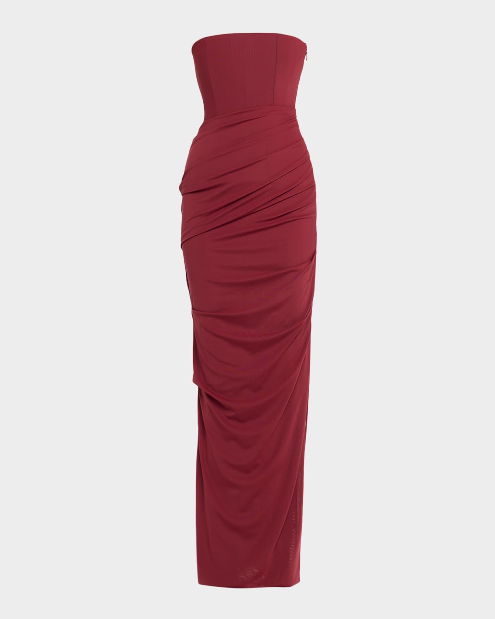 off the shoulder red mini dress Satin Off-Shoulder Draped Mini Dress in True Red - 2