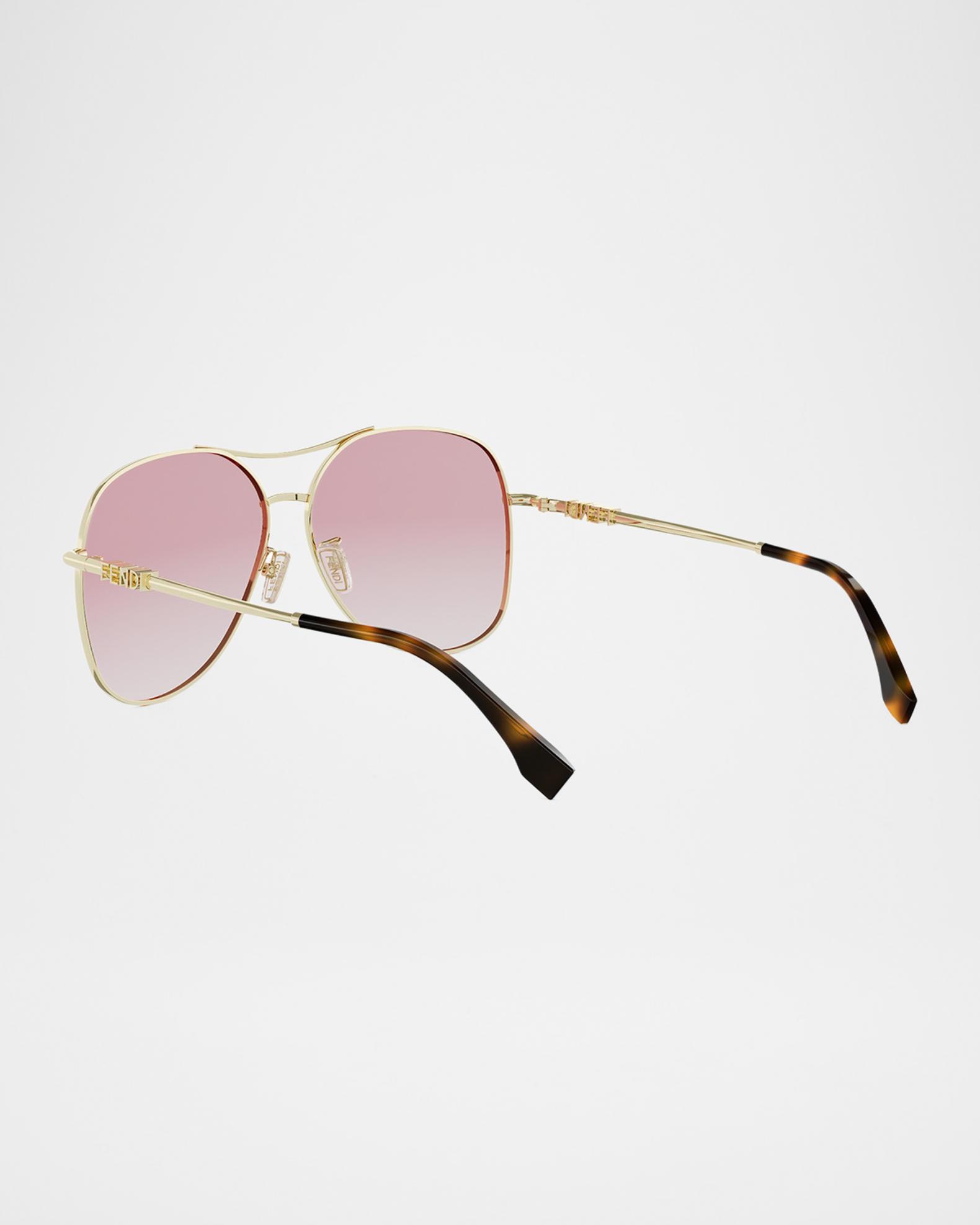Fendi Aviator Sunglasses with Gold-Tone Metal Frame and Gradient Lenses Fendi - Aviator-Style Tortoiseshell Acetate and Gold-Tone  main image 2