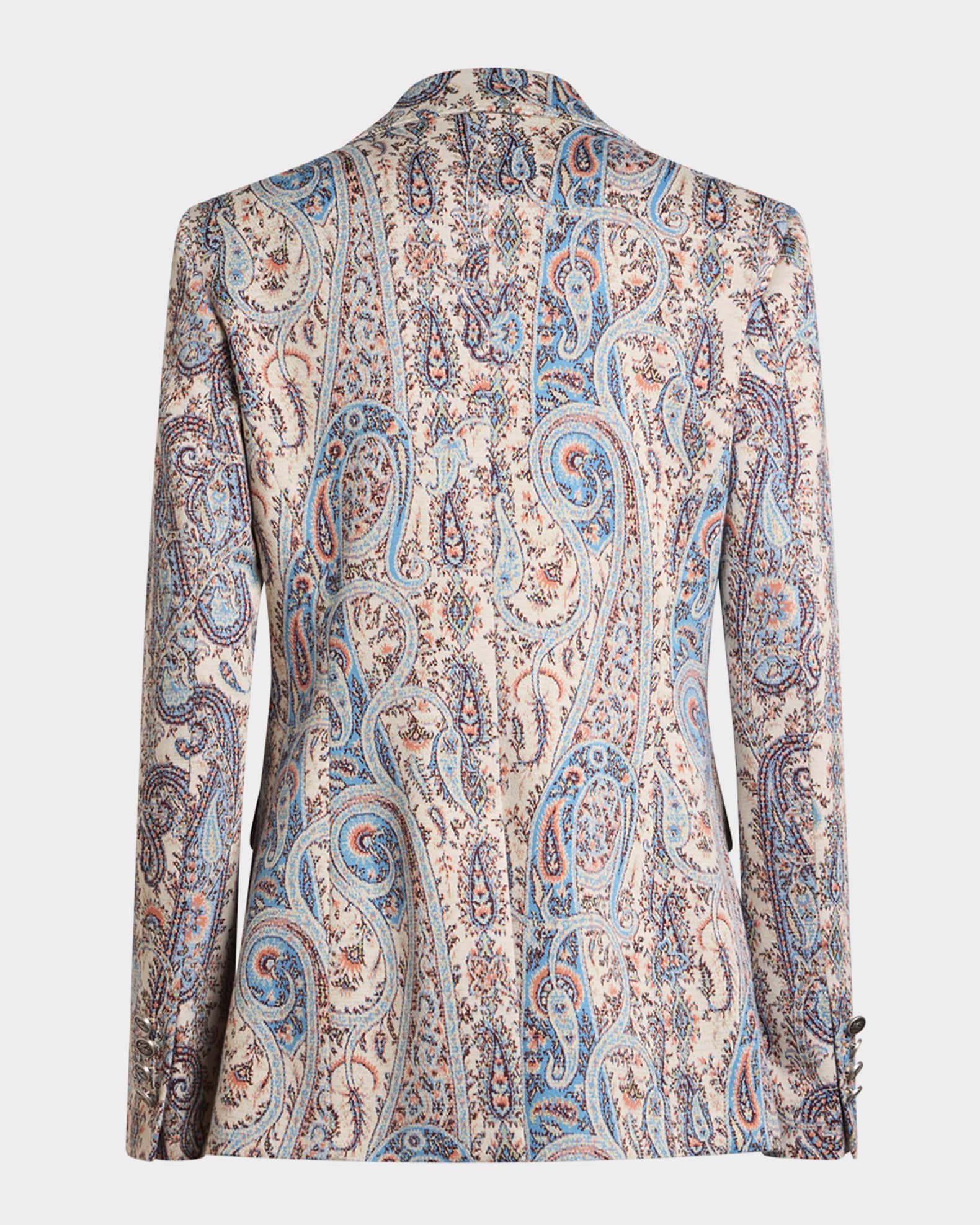Etro Single-Breasted Paisley Jacquard Fitted Jacket | Neiman Marcus