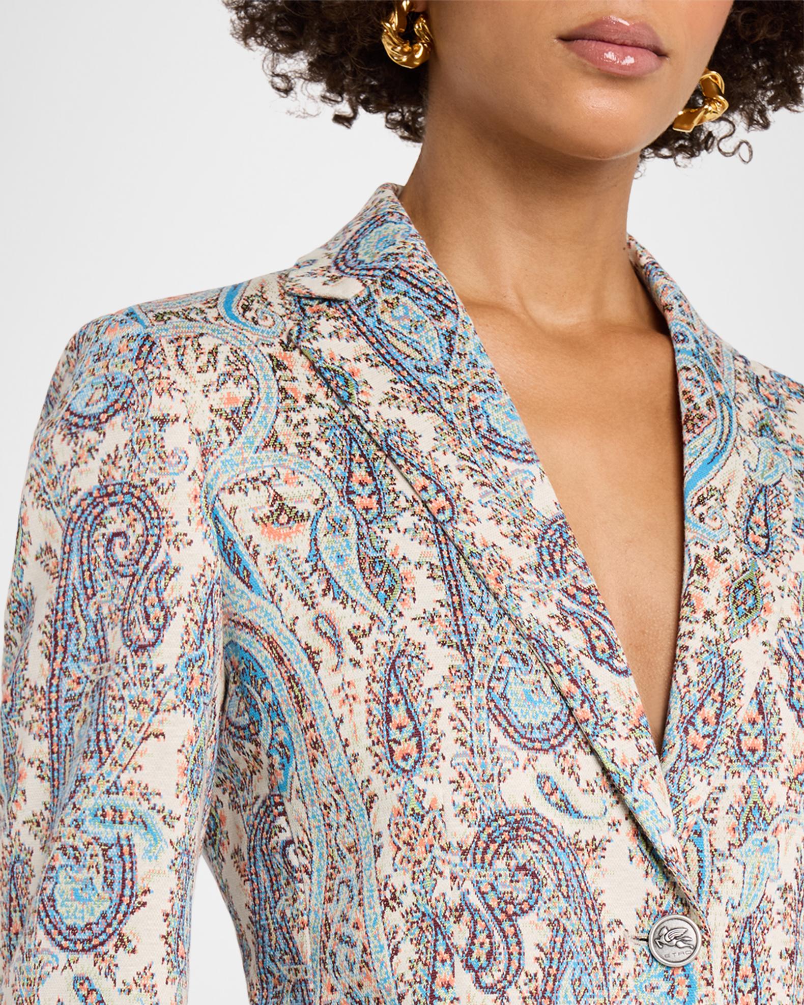 Etro Single-Breasted Paisley Jacquard Fitted Jacket | Neiman Marcus