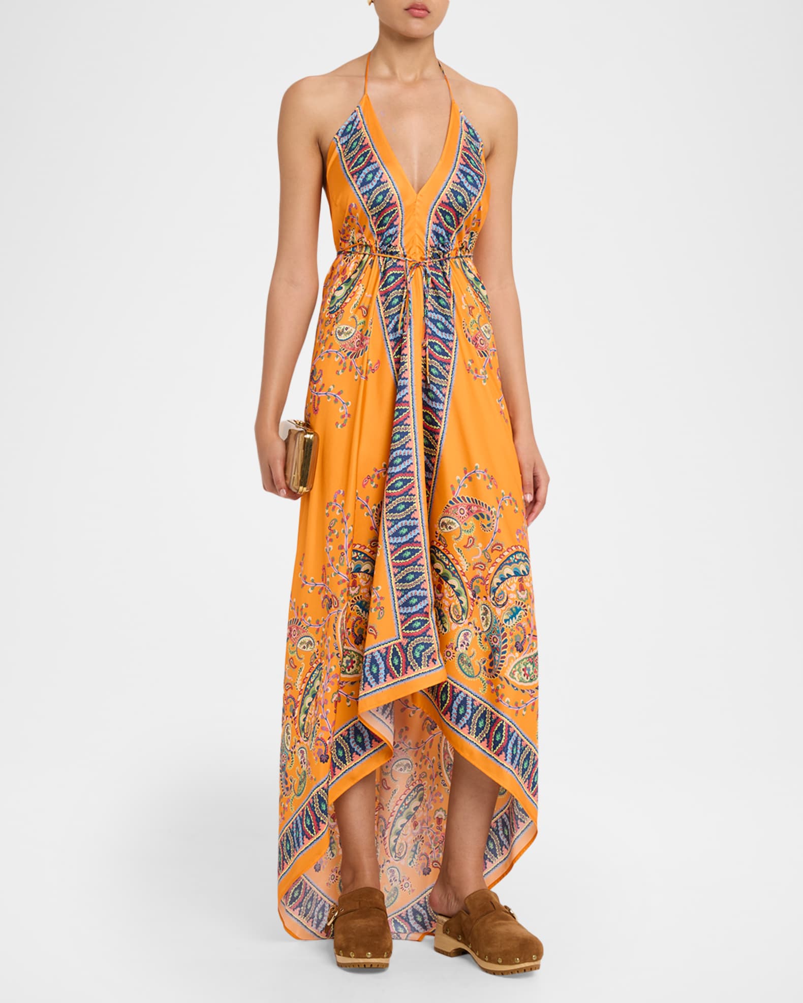 halter high low dress Beaded Neckline Formal Evening Gown by Andrea & Leo Couture - A1239 our Halter High Neck Floral Print Chiffon High Low Dress exudes femininity and style The Ojai | White Boho