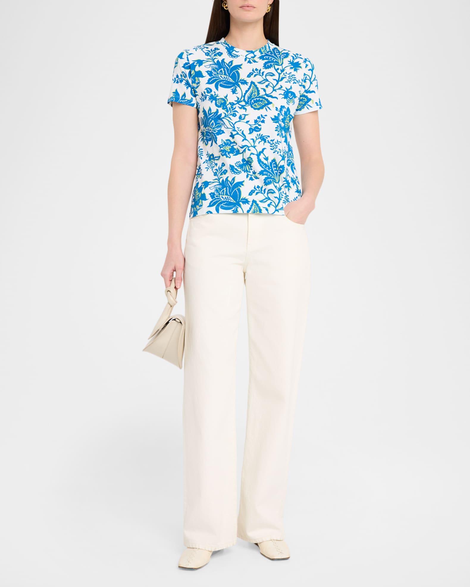 ETRO トップス Etro Floral-Print Cotton Short-Sleeve T-Shirt | Neiman Marcus