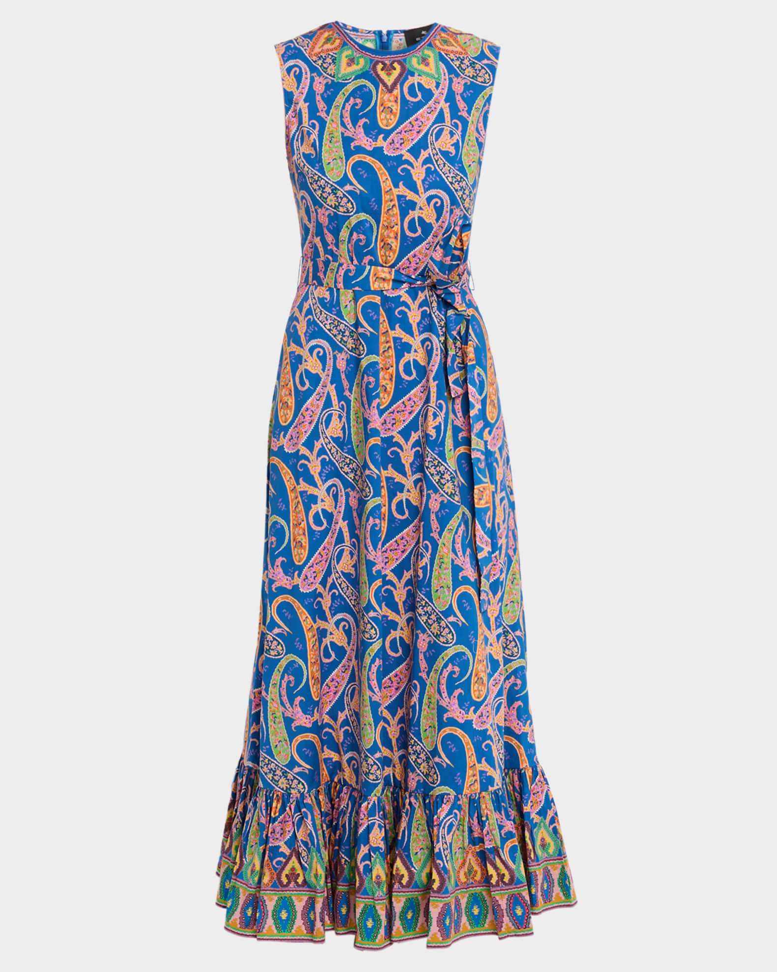 Etro Paisley-Print Cotton Ruffle A-Line Maxi Dress | Neiman Marcus