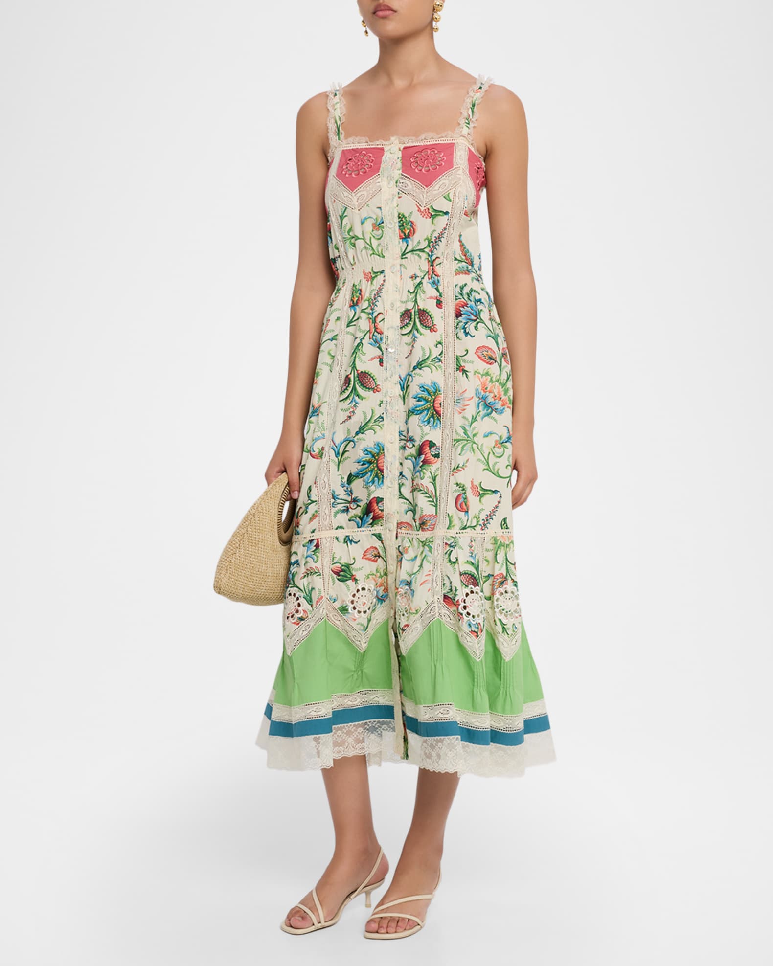 pink dress with flowers Pink Lace Floral Whimsy Dress and Cardigan 2-piece Set main image 1