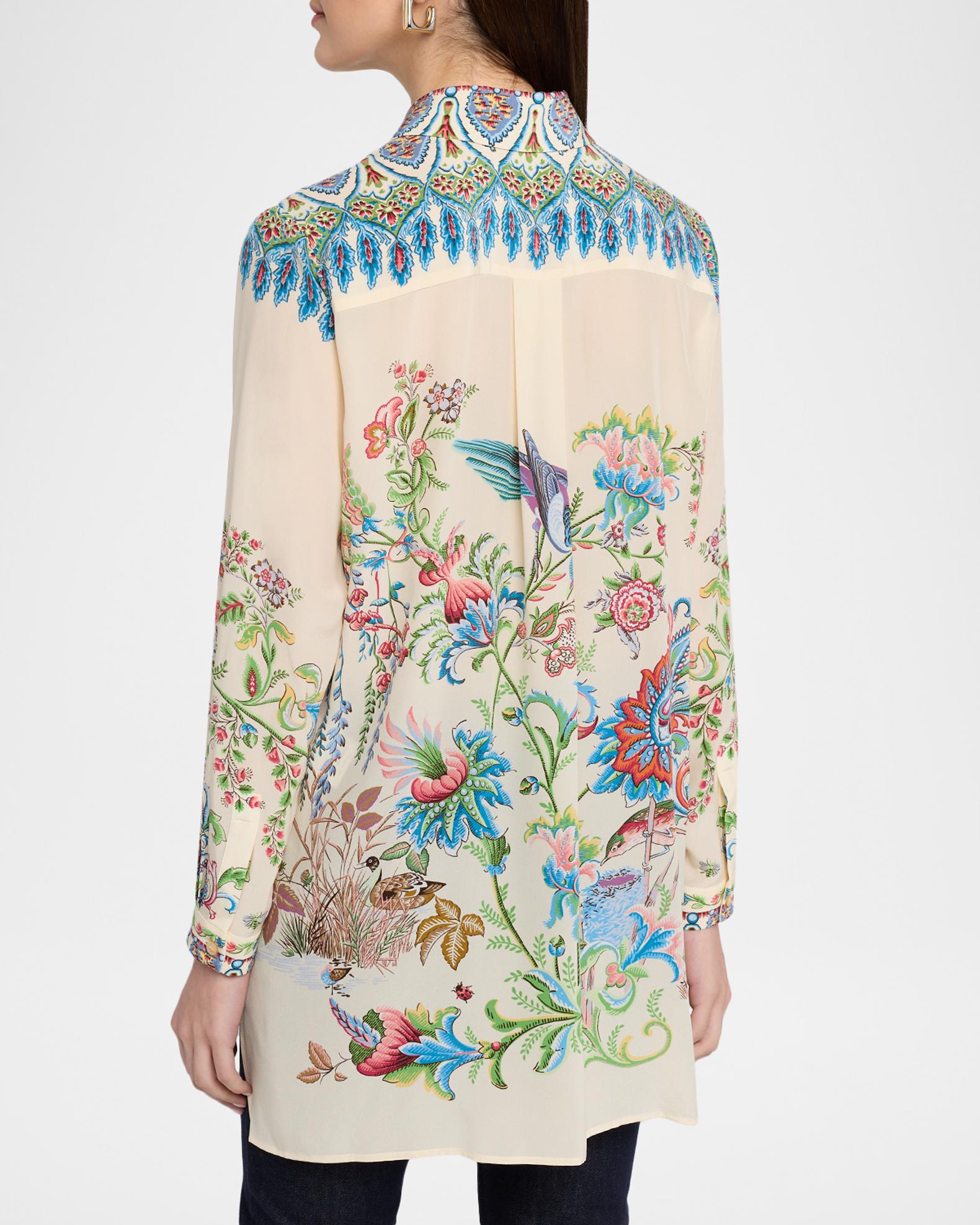 Etro Floral Silk Button-Down Tunic Shirt | Neiman Marcus