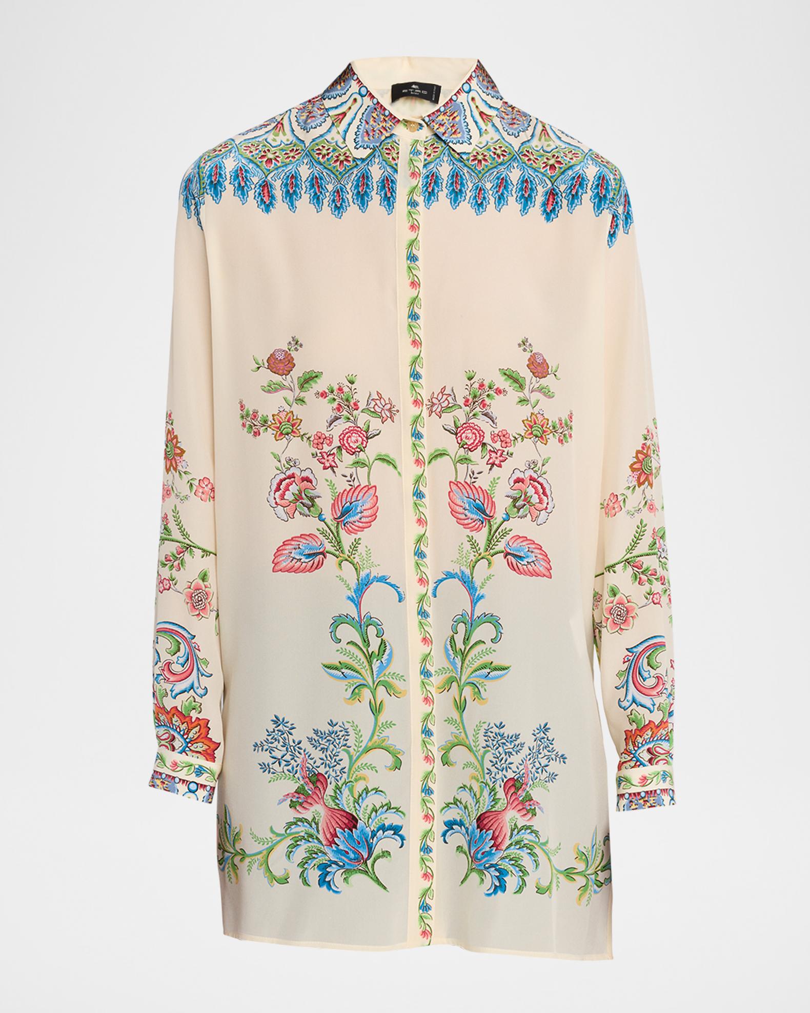 Etro Floral Silk Button-Down Tunic Shirt | Neiman Marcus