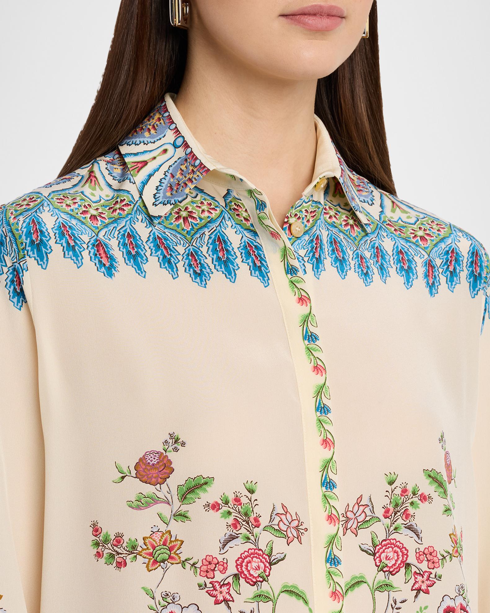 Etro Floral Silk Button-Down Tunic Shirt | Neiman Marcus