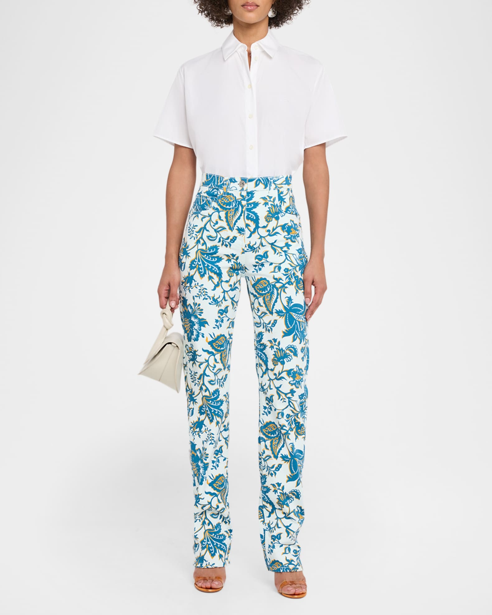 Etro Floral-Print Straight-Leg Jeans | Neiman Marcus