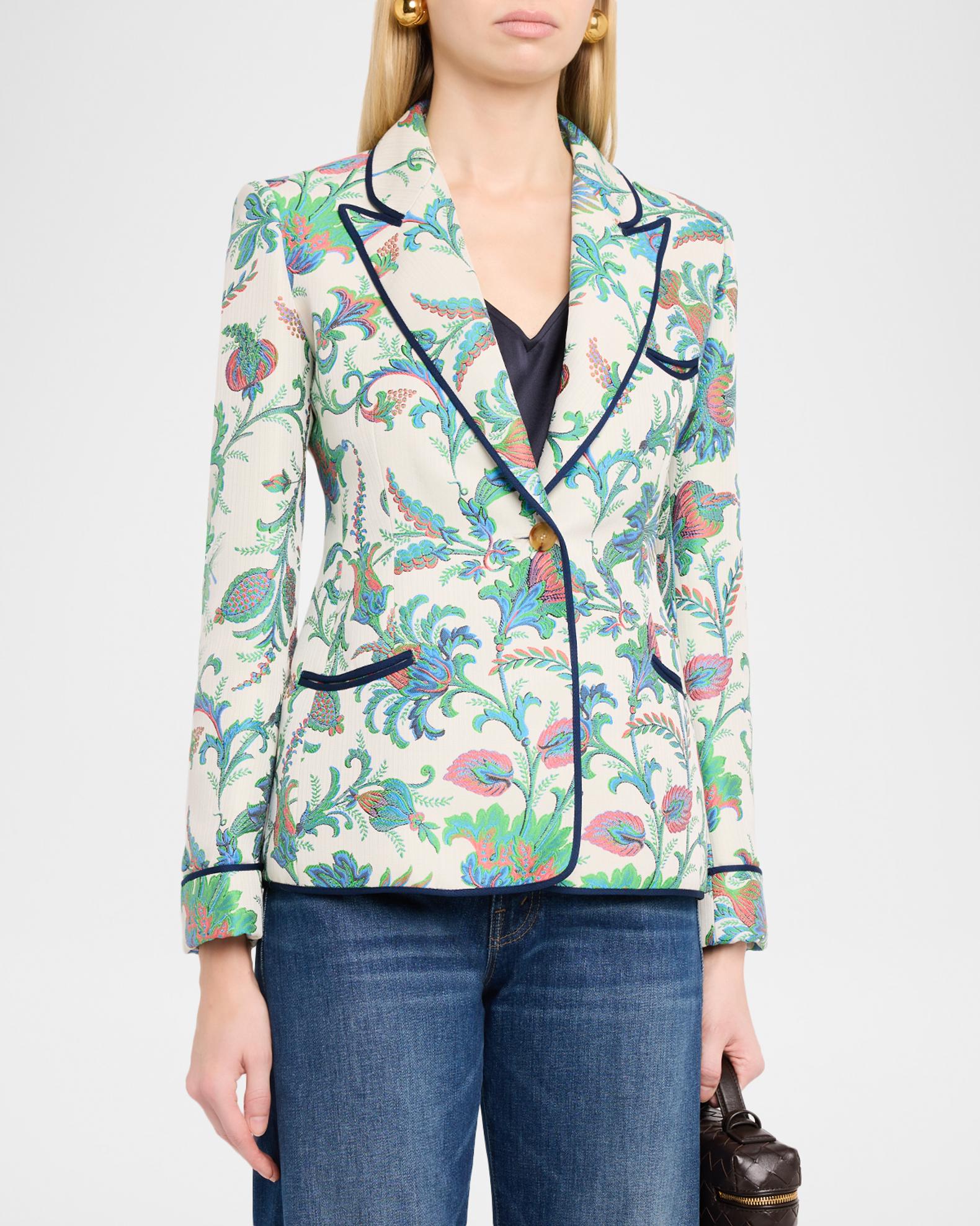 ETRO 花柄 クロップドジャケット　サイズ38 Etro Floral Jacquard Single-Breasted Fitted Jacket | Neiman Marcus