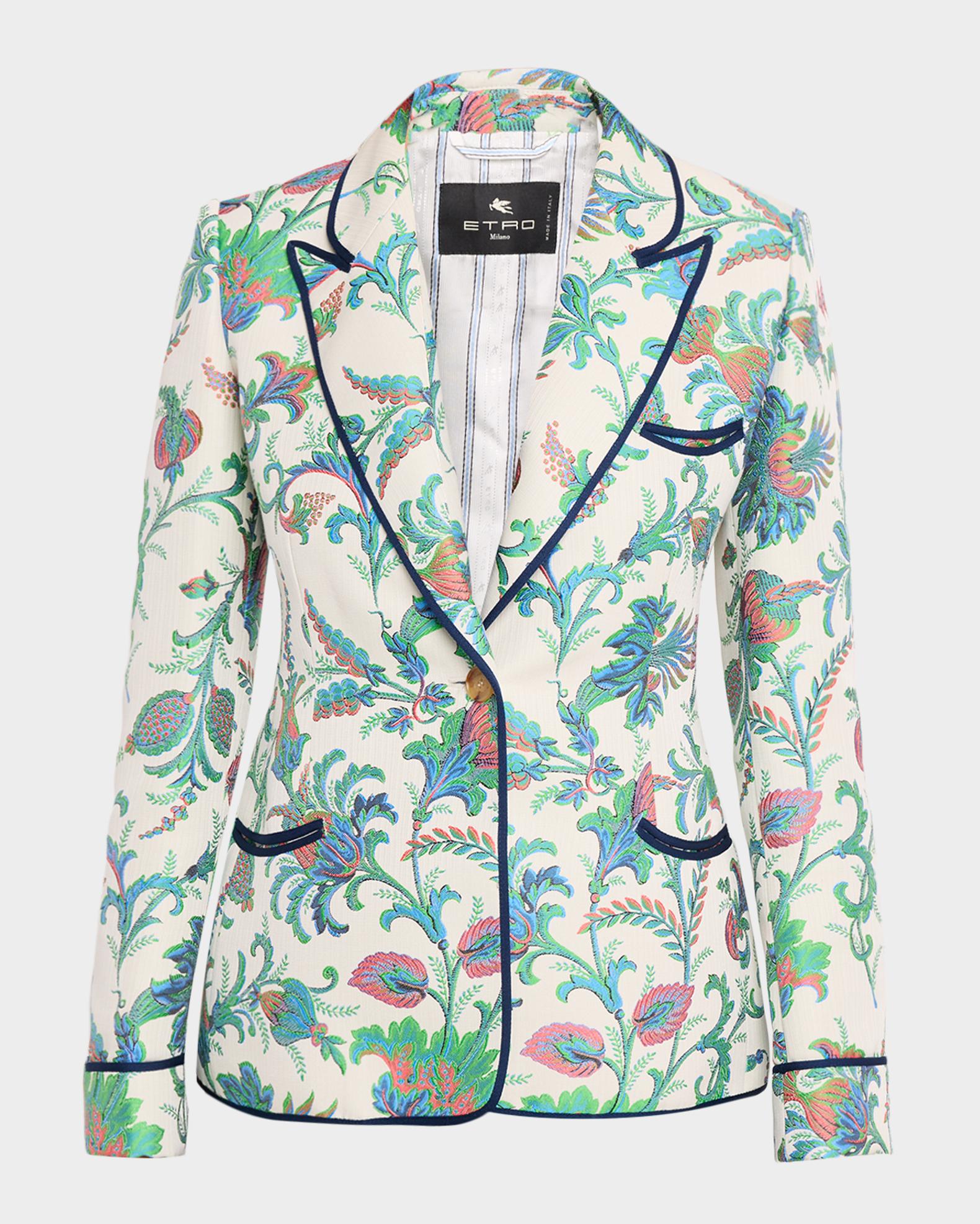 Etro Floral Jacquard Single-Breasted Fitted Jacket | Neiman Marcus