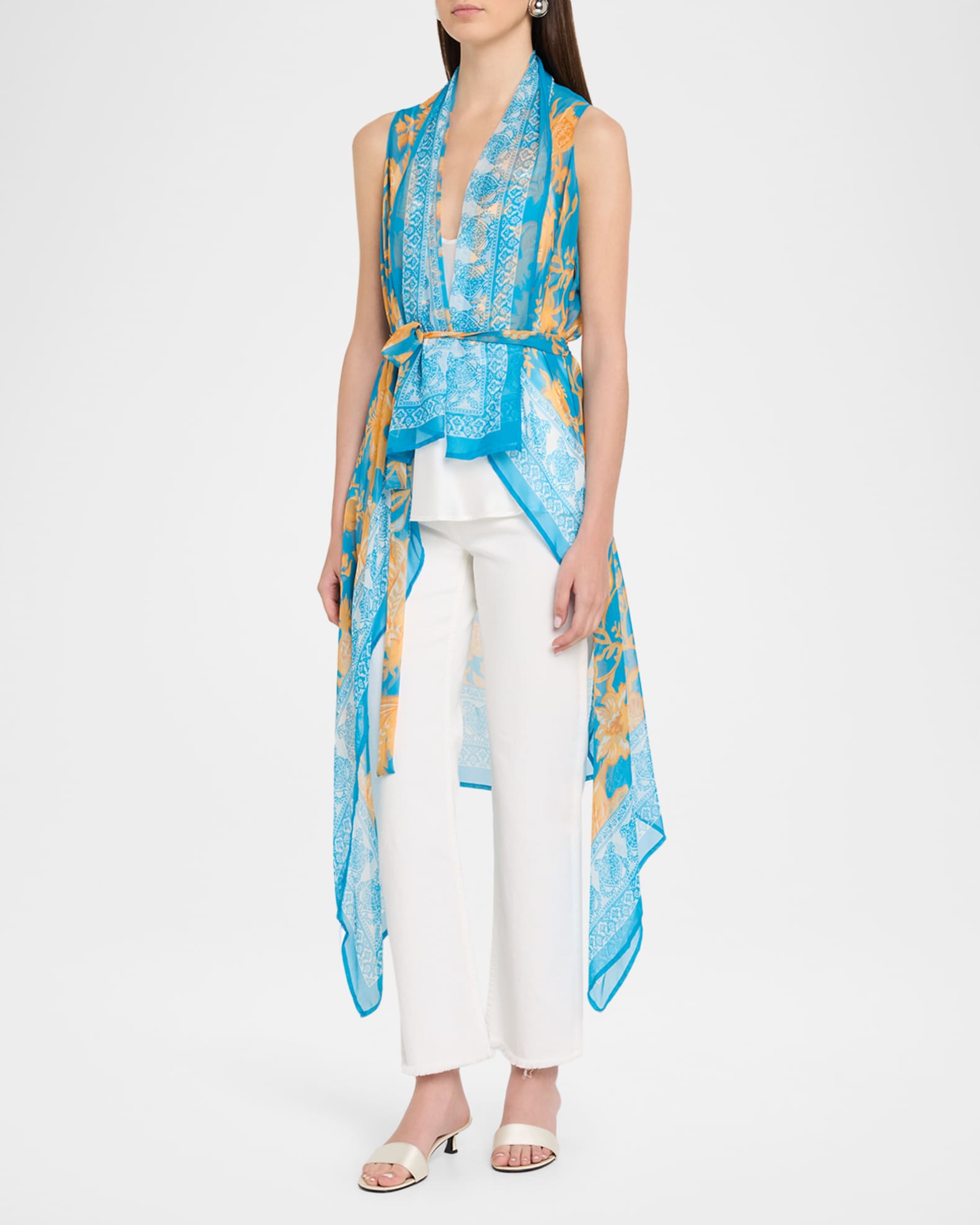 Etro Sleeveless Floral-Print Silk Foulard Vest | Neiman Marcus