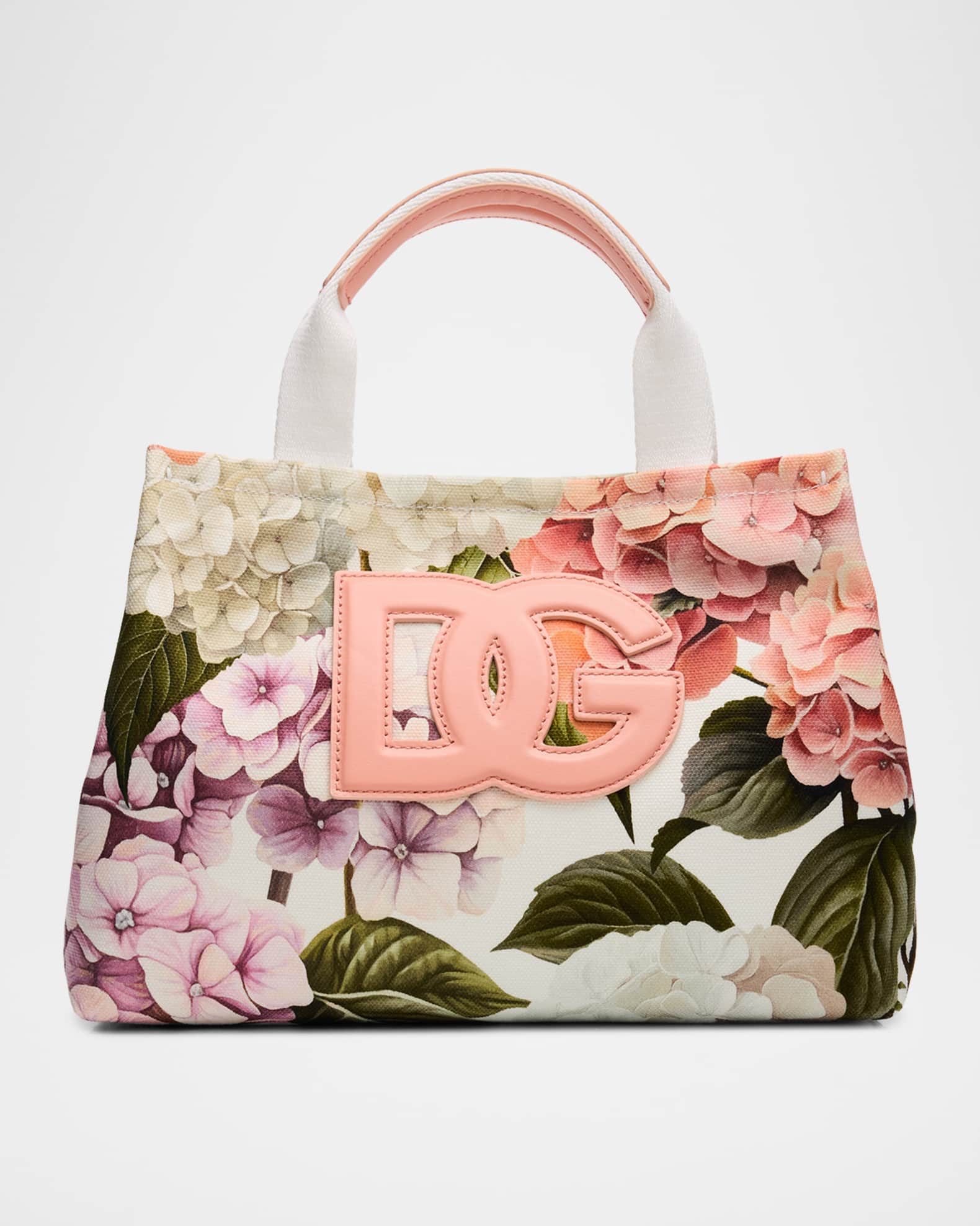 Dolce&Gabbana Kid's Hydrangeas-Print Canvas Shopping Tote Bag