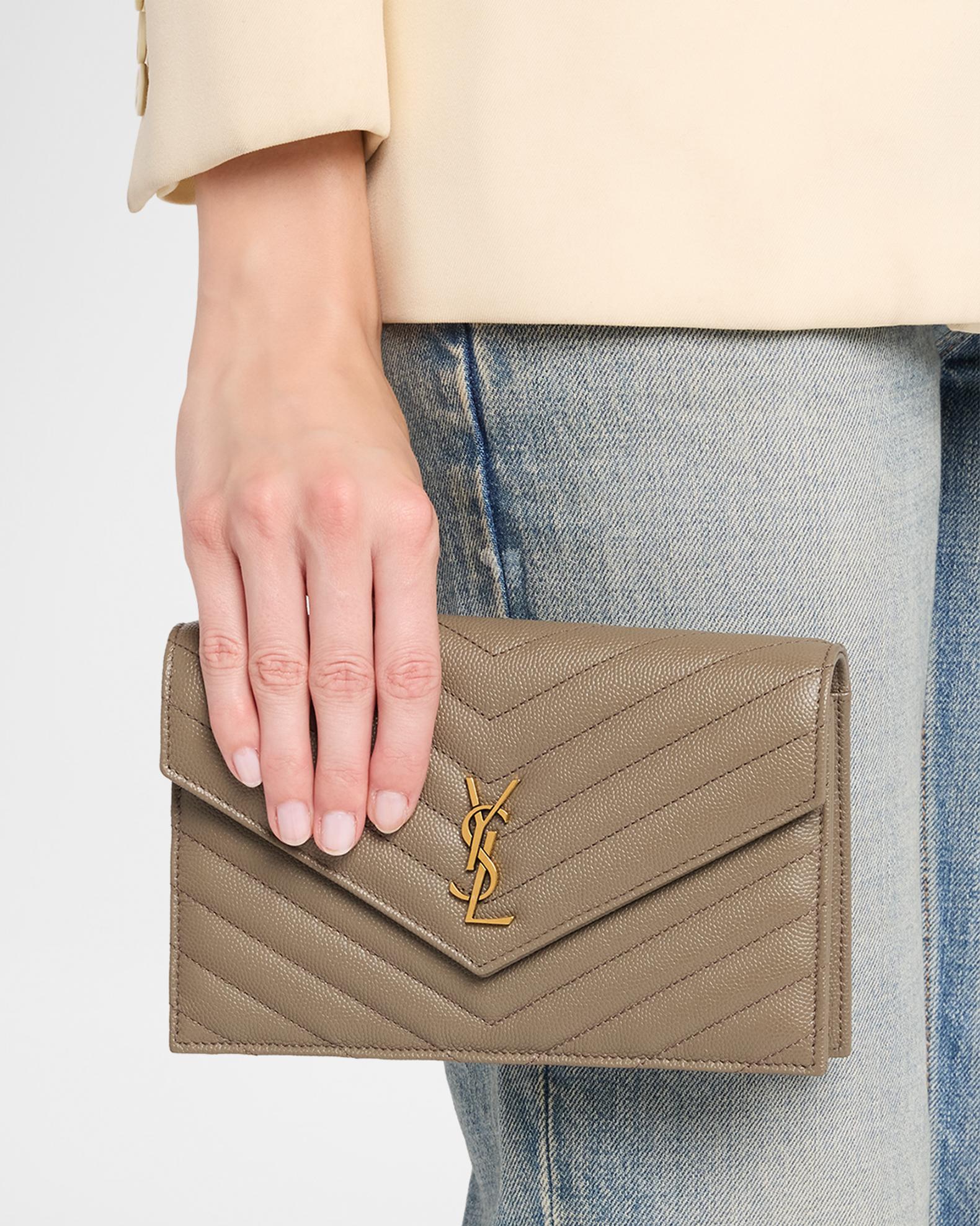 Saint Laurent YSL Quilted Crossbody Bag in Pebbled Leather