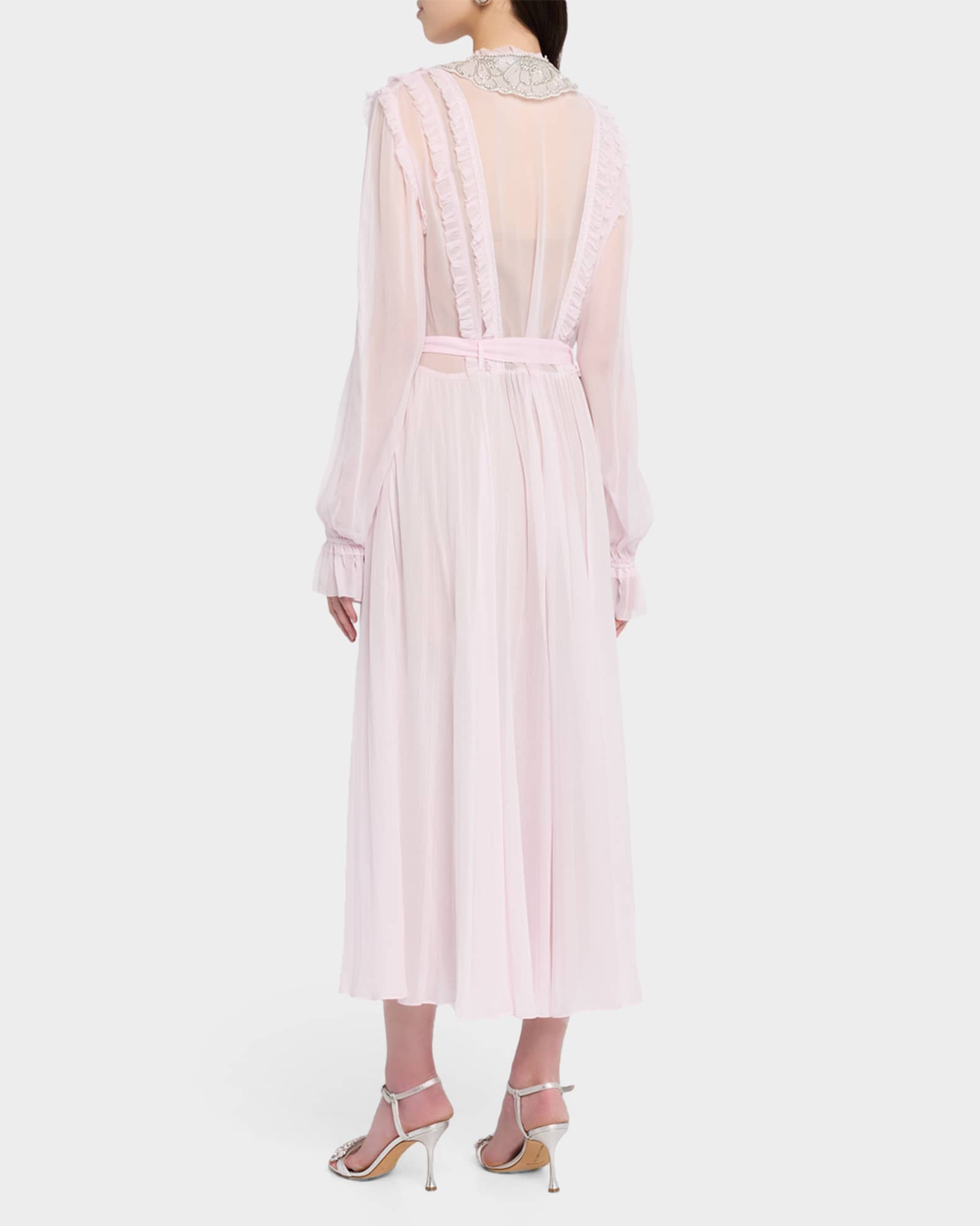 self portrait white daisy embroidered midi dress Self-Portrait - White Cotton Broderie Midi Dress main image 0