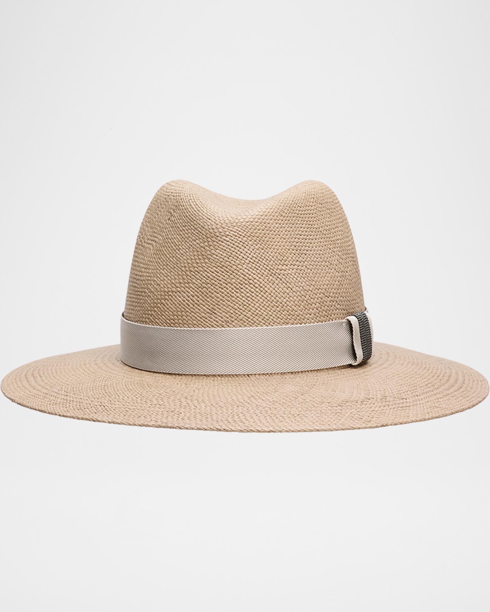 Brunello Cucinelli Straw Fedora with Monili Band | Neiman Marcus