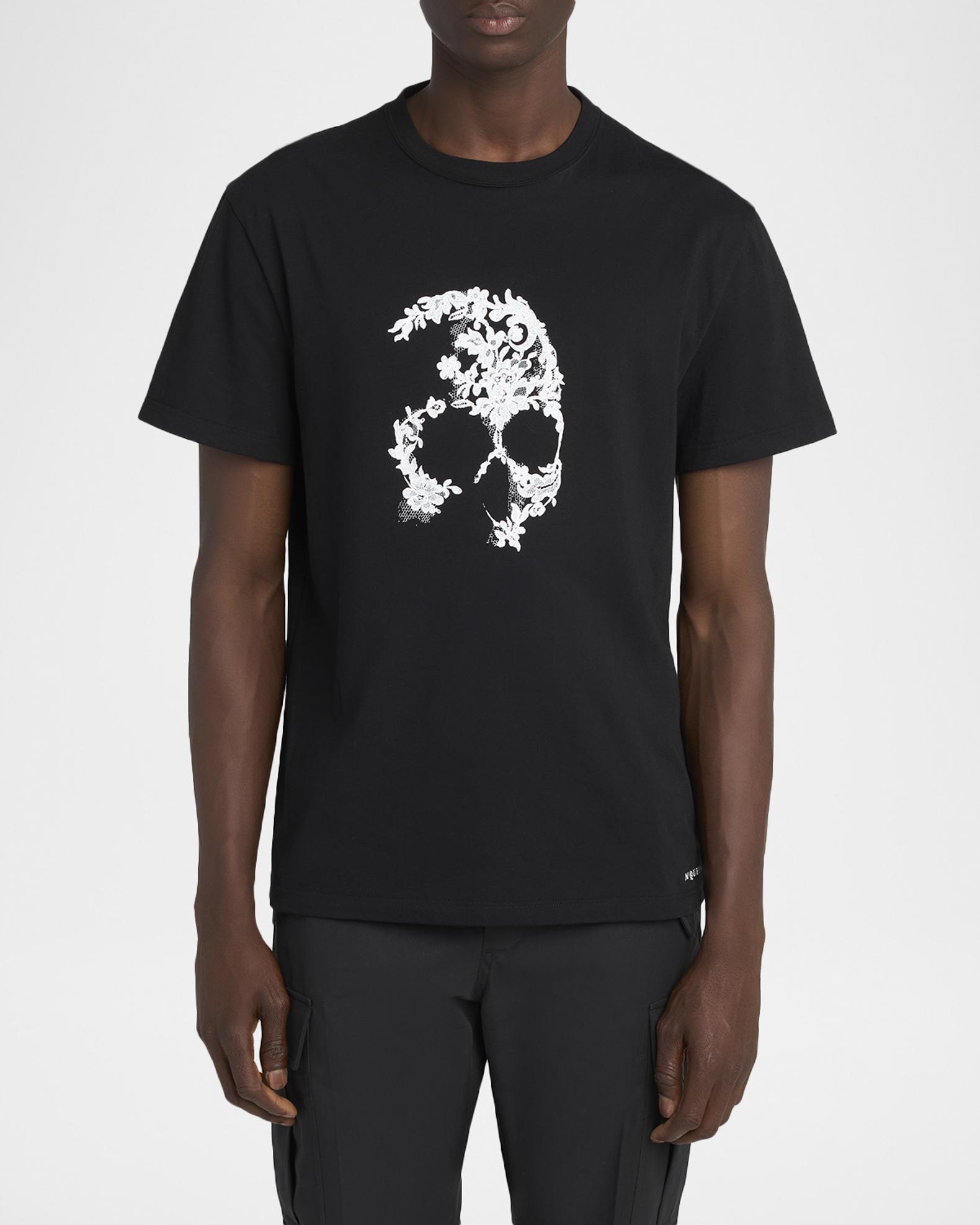 McQueen Men's Lace Skull Cotton T-Shirt | Neiman Marcus