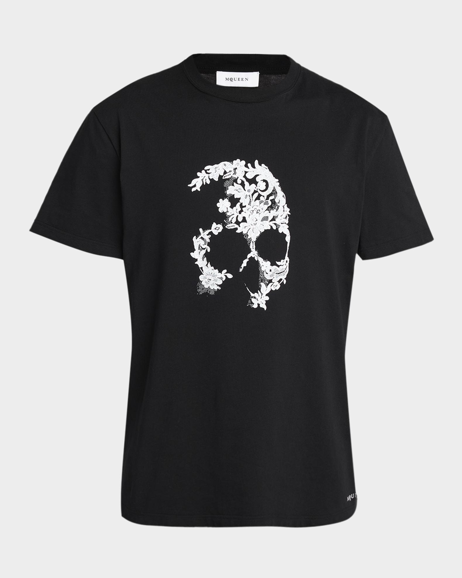 McQueen Men's Lace Skull Cotton T-Shirt | Neiman Marcus