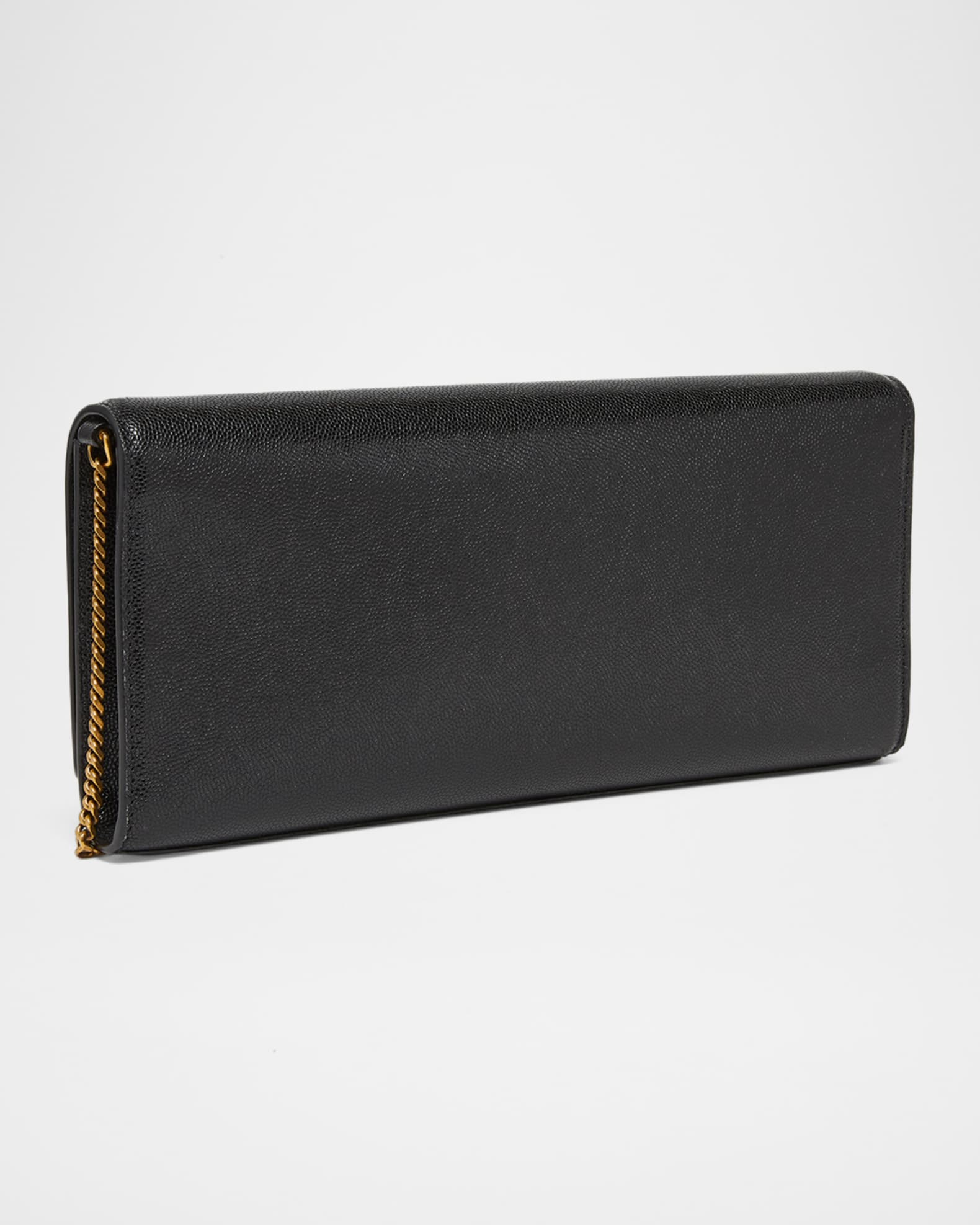 Saint Laurent Kate YSL Pebbled Leather Clutch Bag | Neiman Marcus