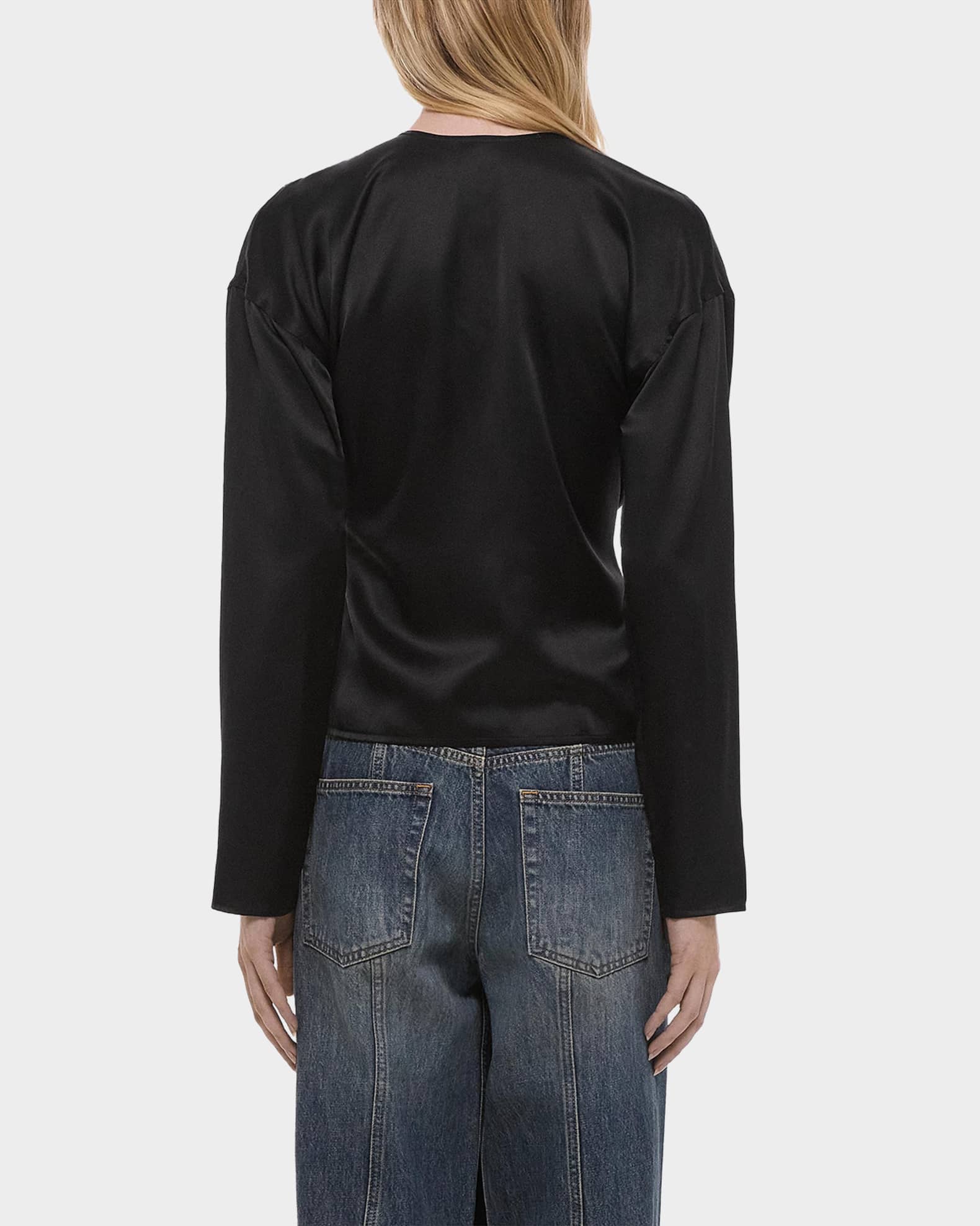 Helmut Lang Draped Silk Satin Scarf Top | Neiman Marcus