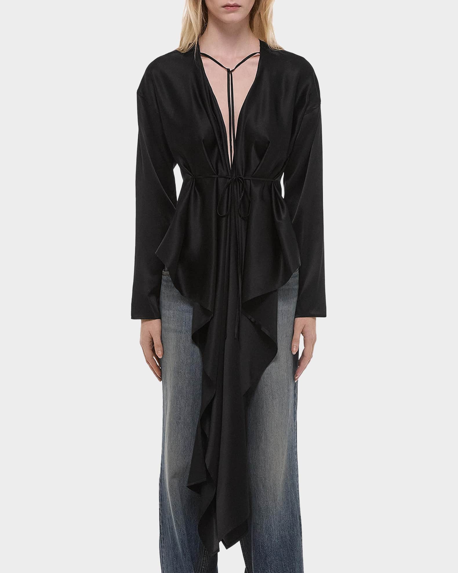 Helmut Lang Draped Silk Satin Scarf Top | Neiman Marcus