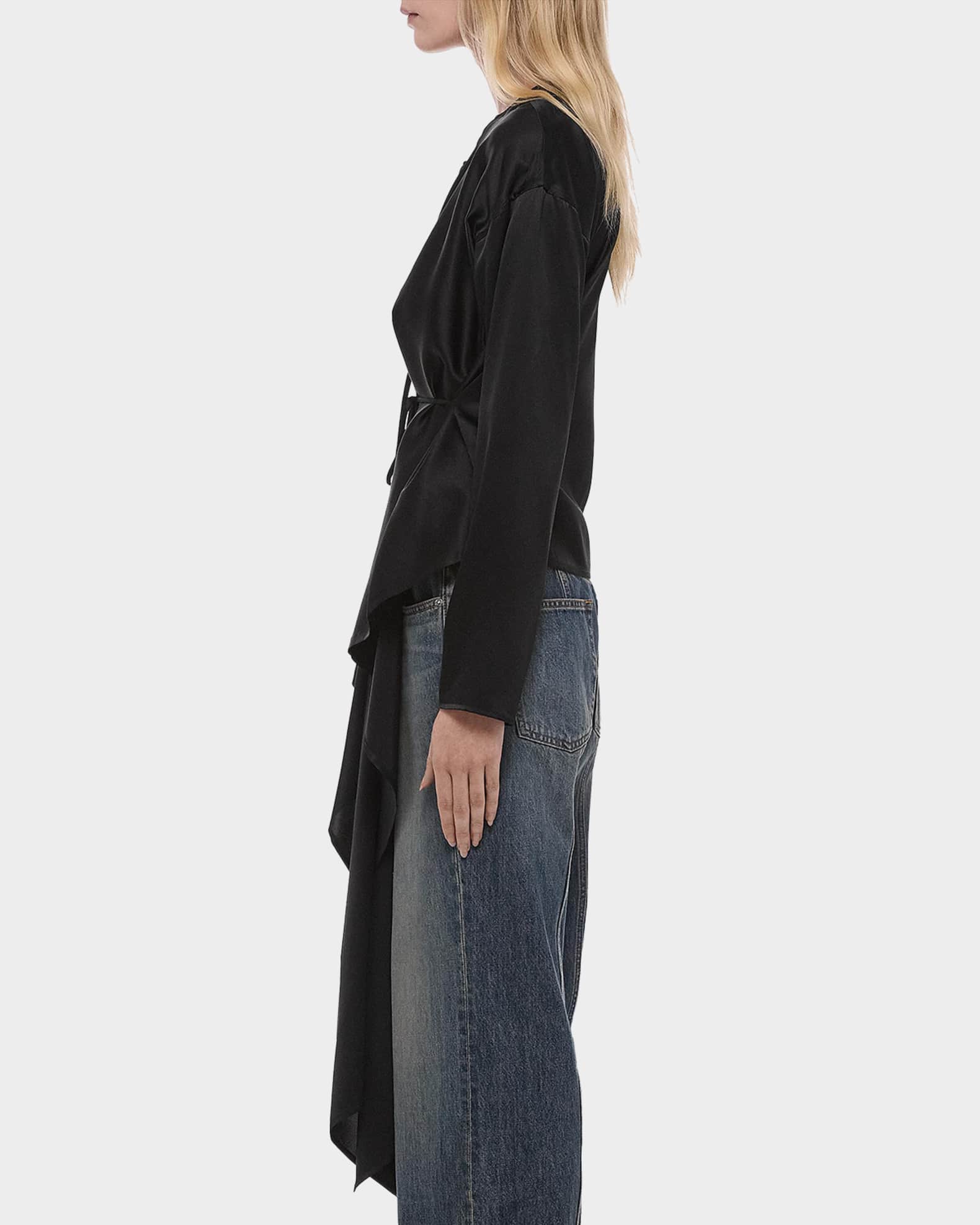 Helmut Lang Draped Silk Satin Scarf Top | Neiman Marcus