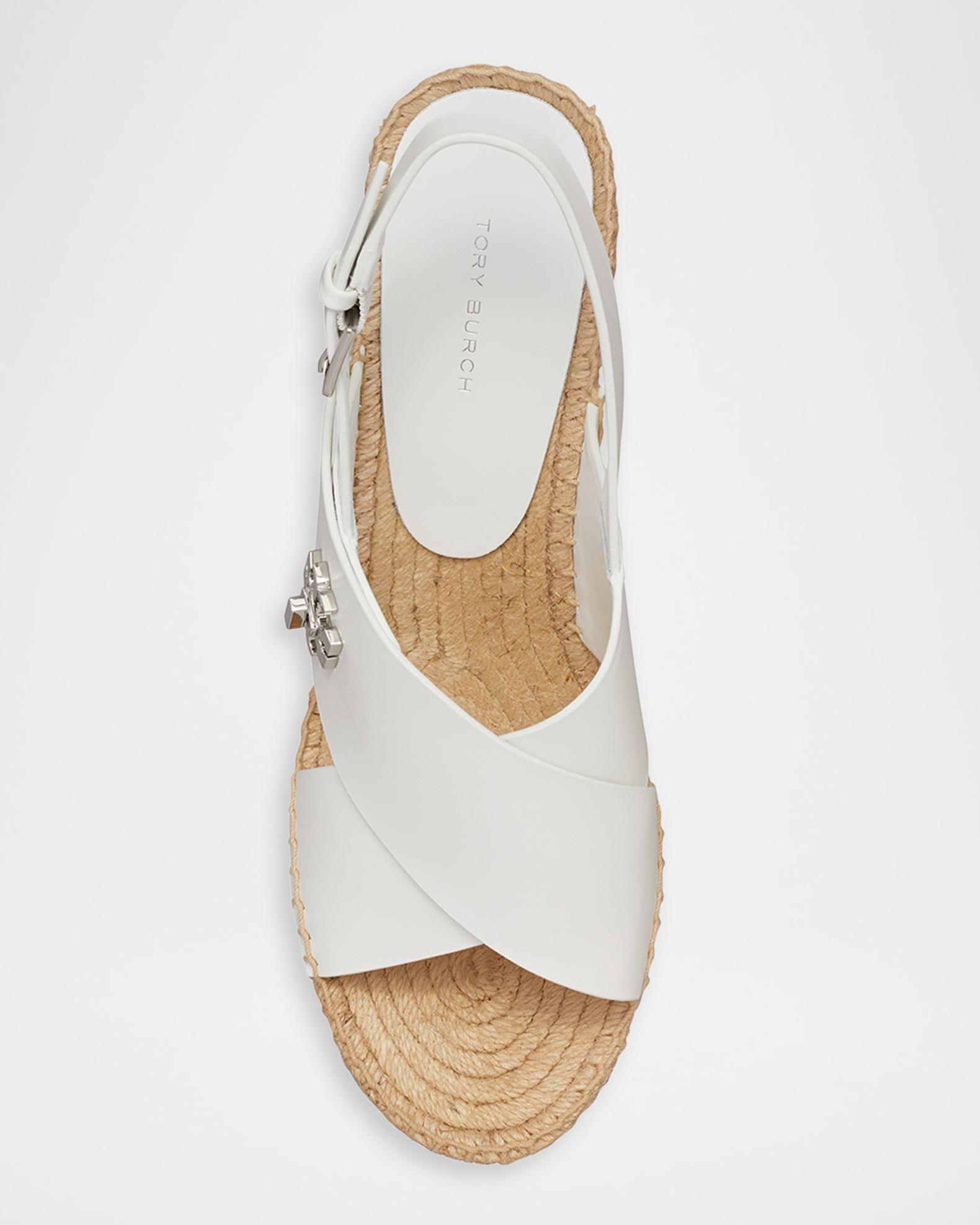 Tory Burch ハイヒール Tory Burch Turnlock Leather Slingback Espadrille Wedge Sandals