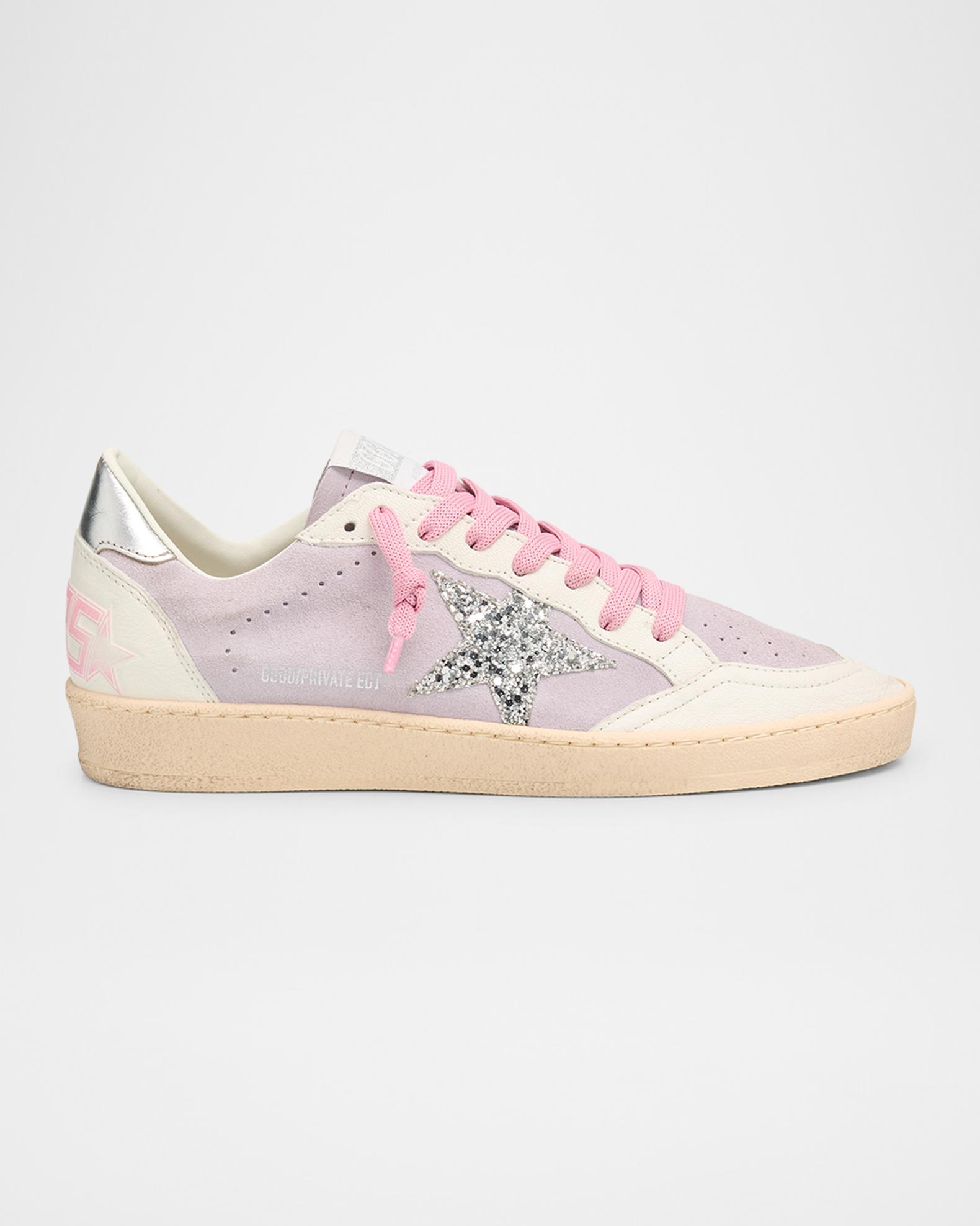 Golden Goose Ball Star Leather Glitter Low-Top Sneakers | Neiman Marcus
